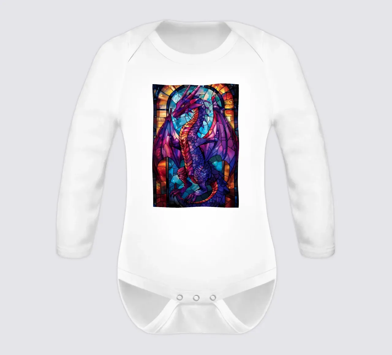 Drago in vetro colorato body neonato maniche lunghe da Mikesell