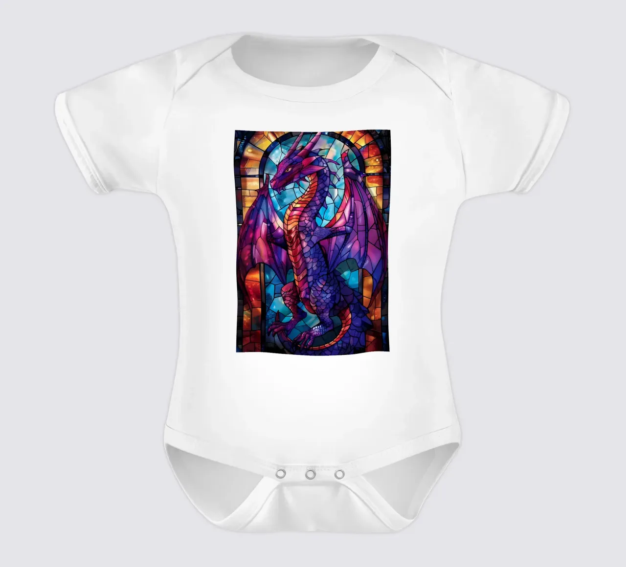 Drago in vetro colorato body neonato maniche corte da Mikesell