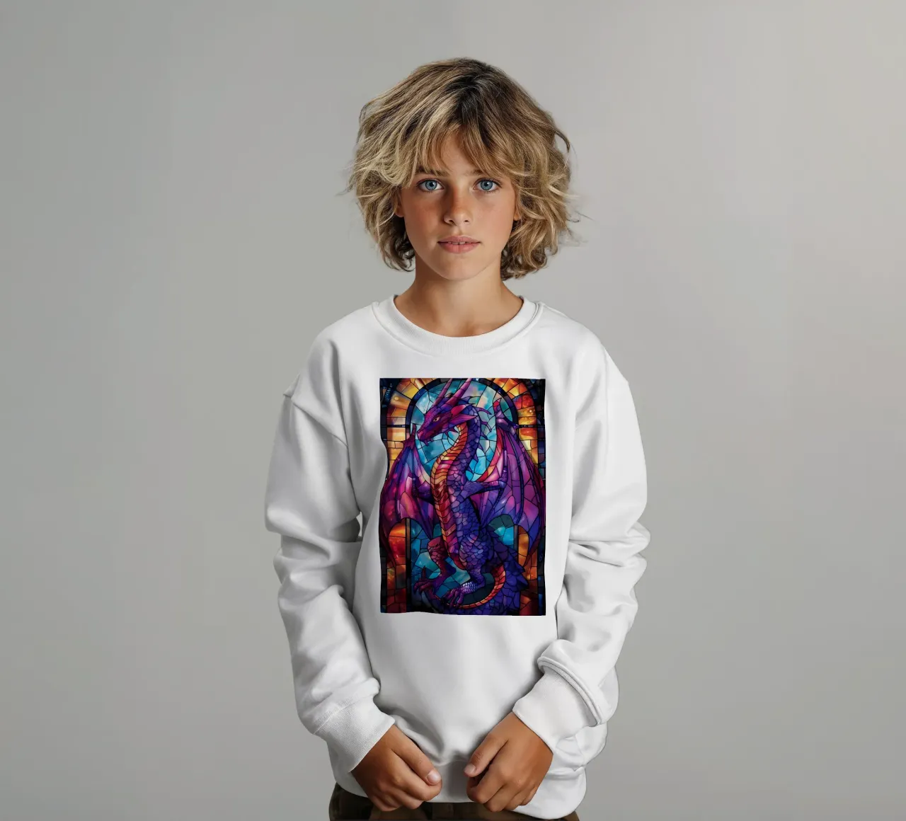 Drago in vetro colorato felpa bambino da Mikesell