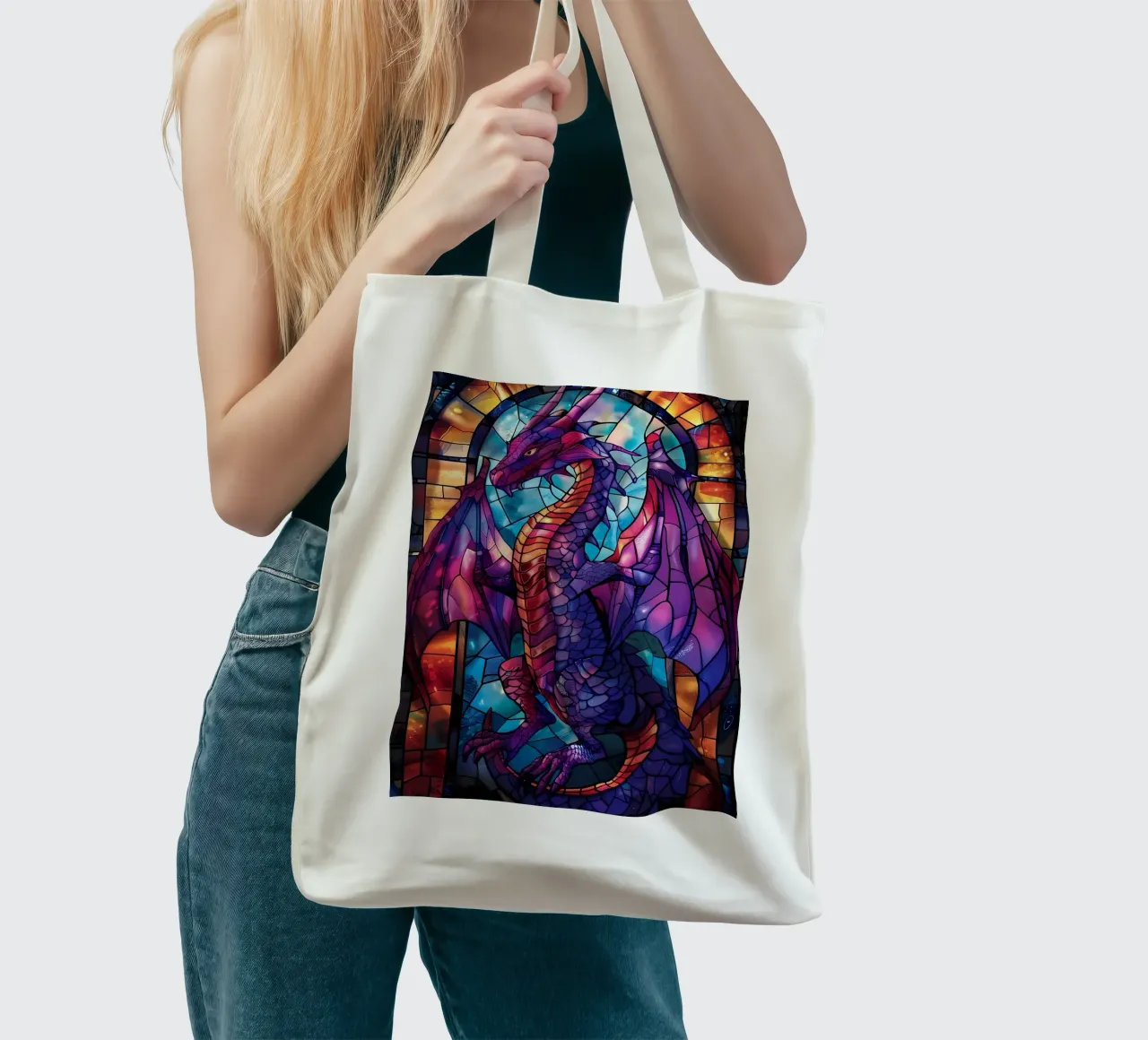 Drago in vetro colorato borsa in juta da Mikesell