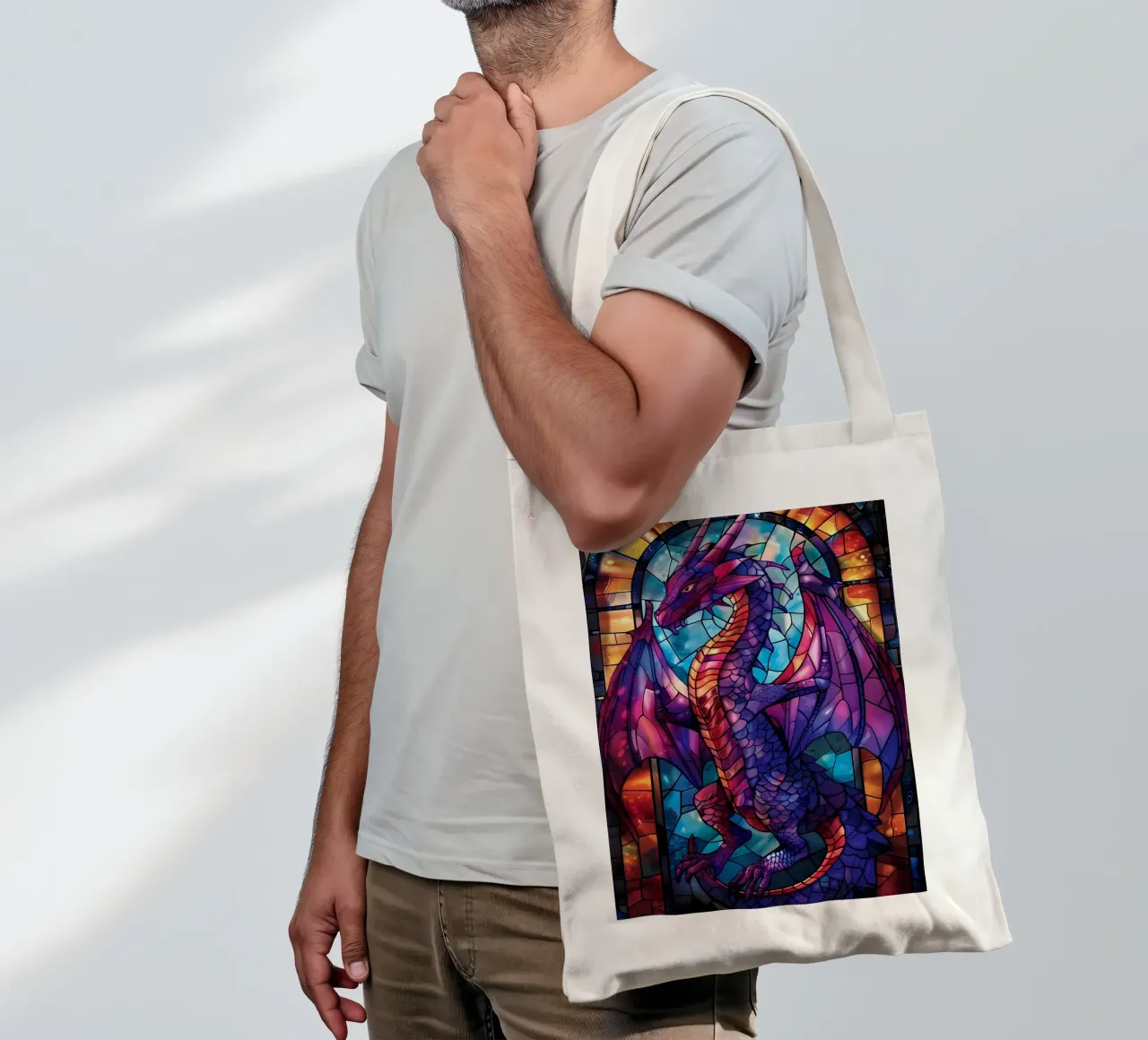 Drago in vetro colorato borsa in juta da Mikesell