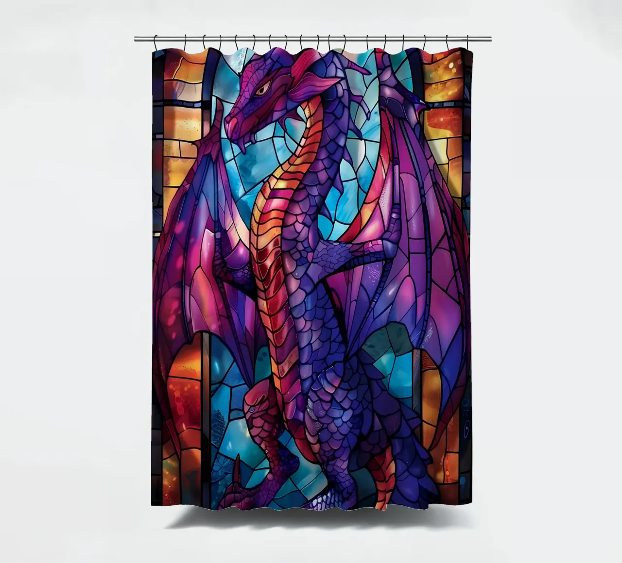 Drago in vetro colorato tenda da doccia da Mikesell