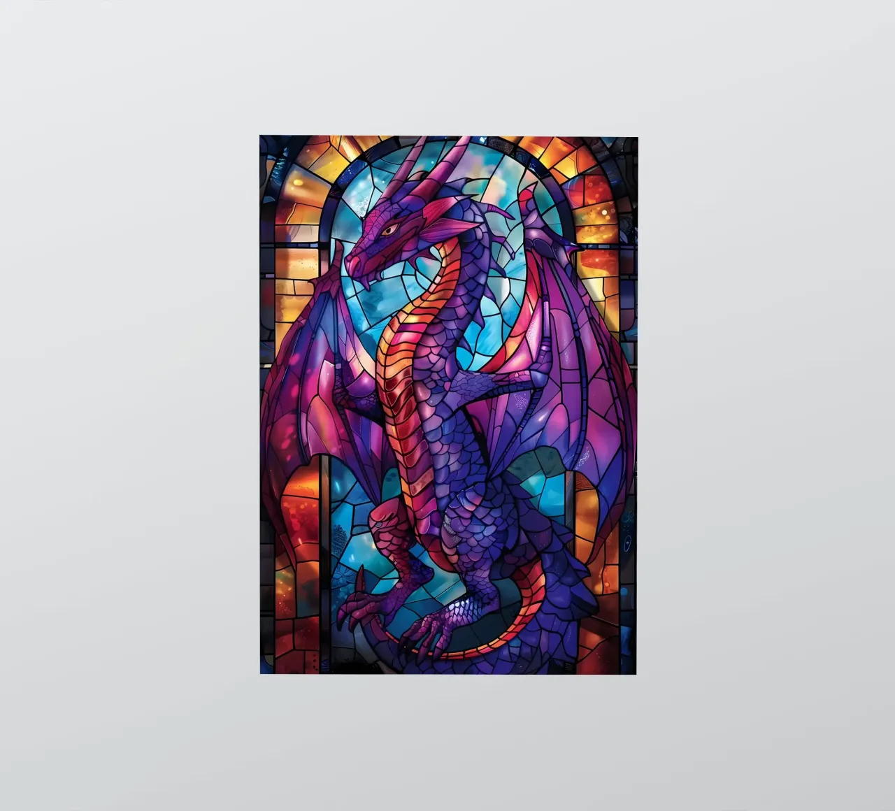 Drago in vetro colorato adesivo da Mikesell