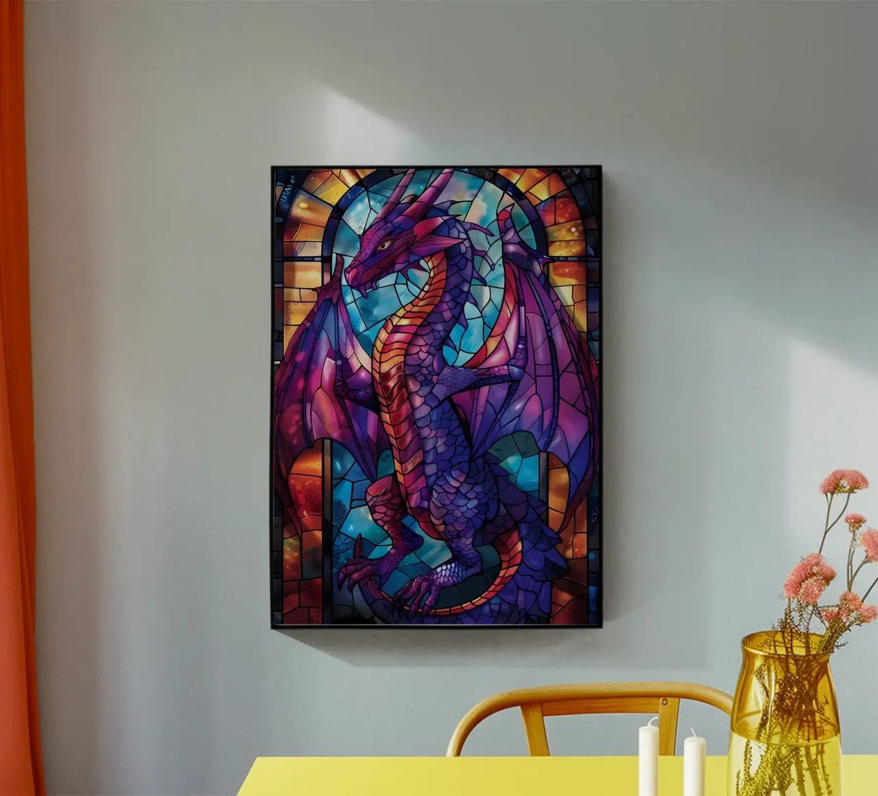 Drago in vetro colorato plexiglass da Mikesell