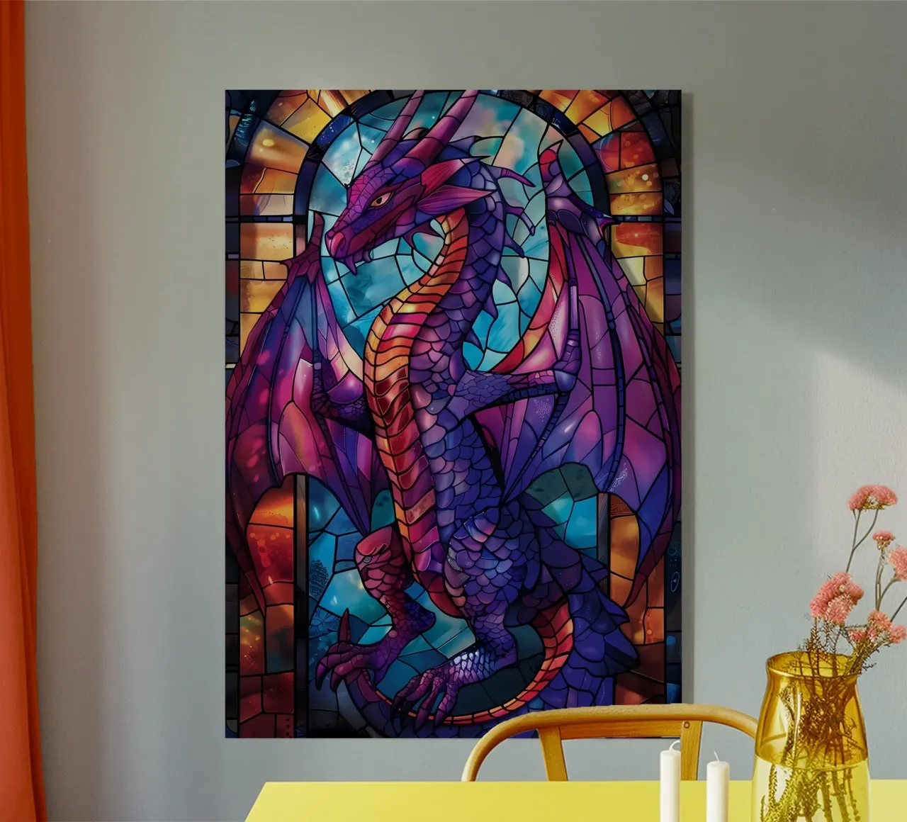 Drago in vetro colorato plexiglass da Mikesell