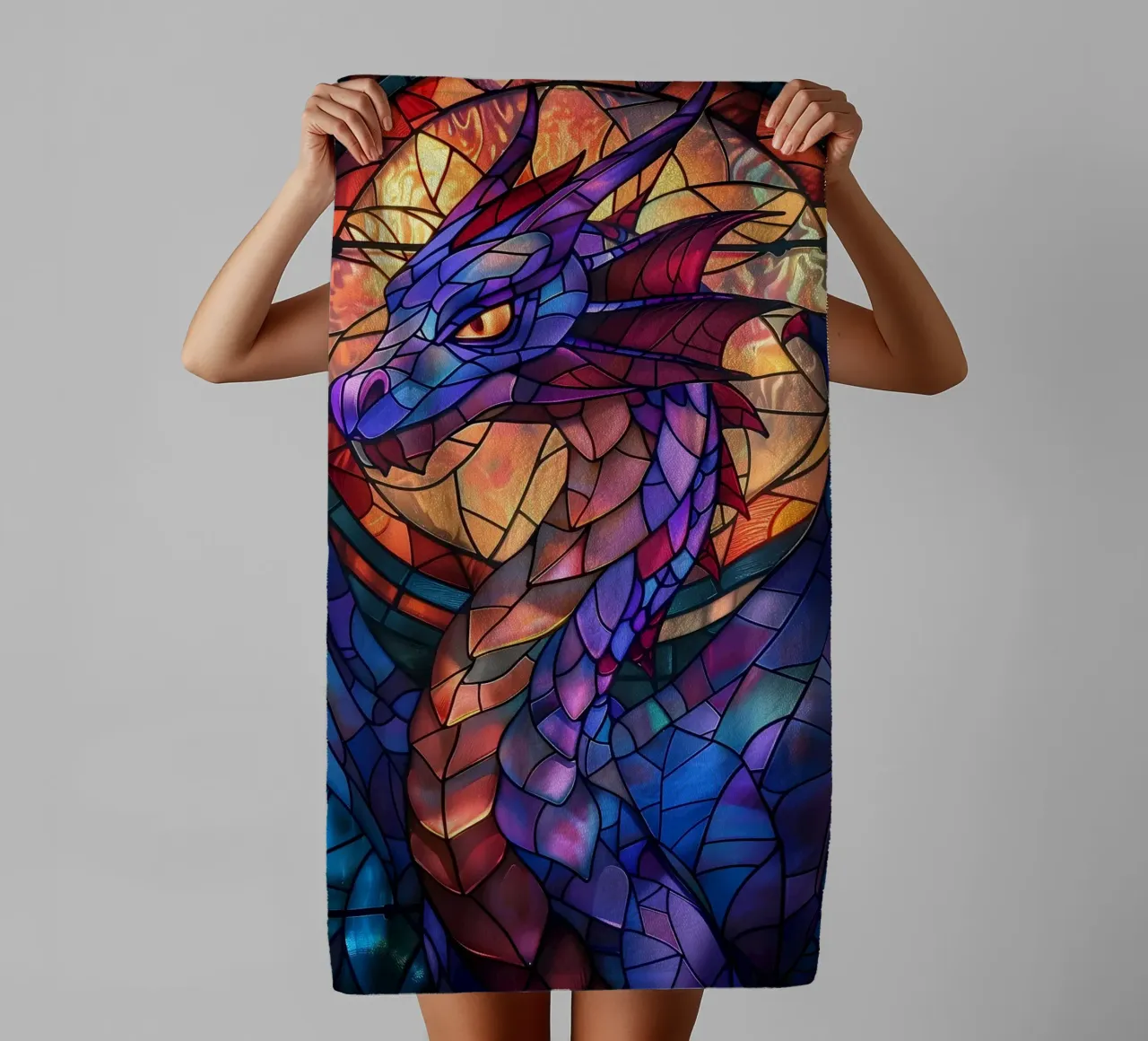 Drago in vetro colorato asciugamano da bagno da Mikesell