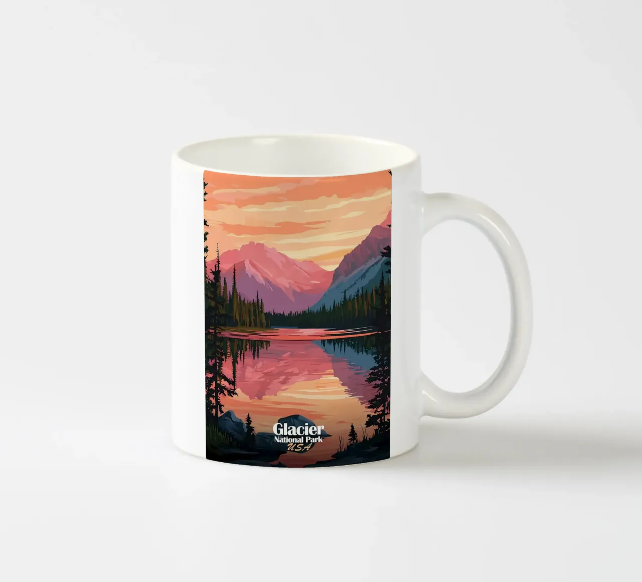 Tramonto nel Parco Nazionale dei Ghiacciai tazza in ceramica da Ginnery