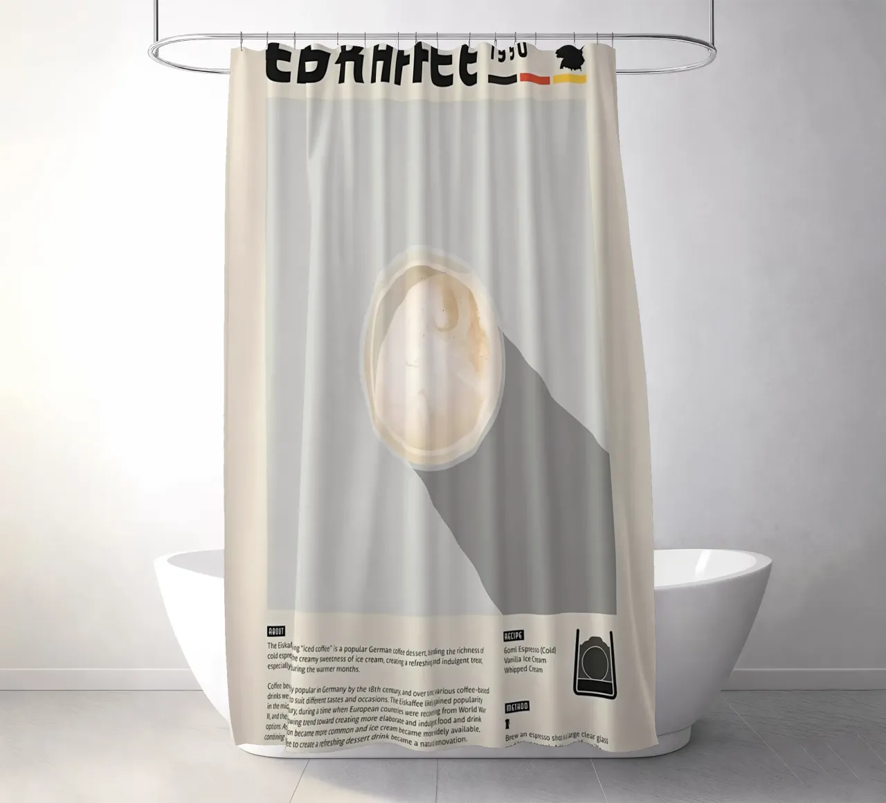 der Kaffeeführer Duschvorhang von Eames