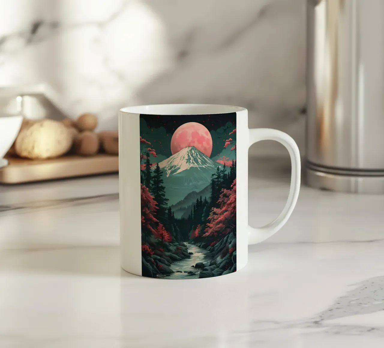 Paesaggio asiatico vintage tazza in ceramica da Mikesell