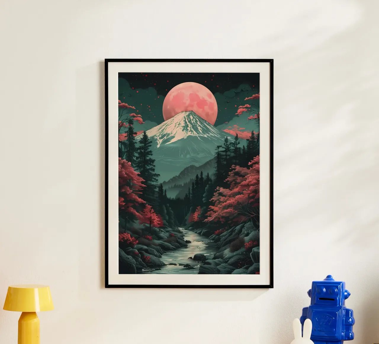 Paesaggio asiatico vintage poster con telaio in alluminio da Mikesell