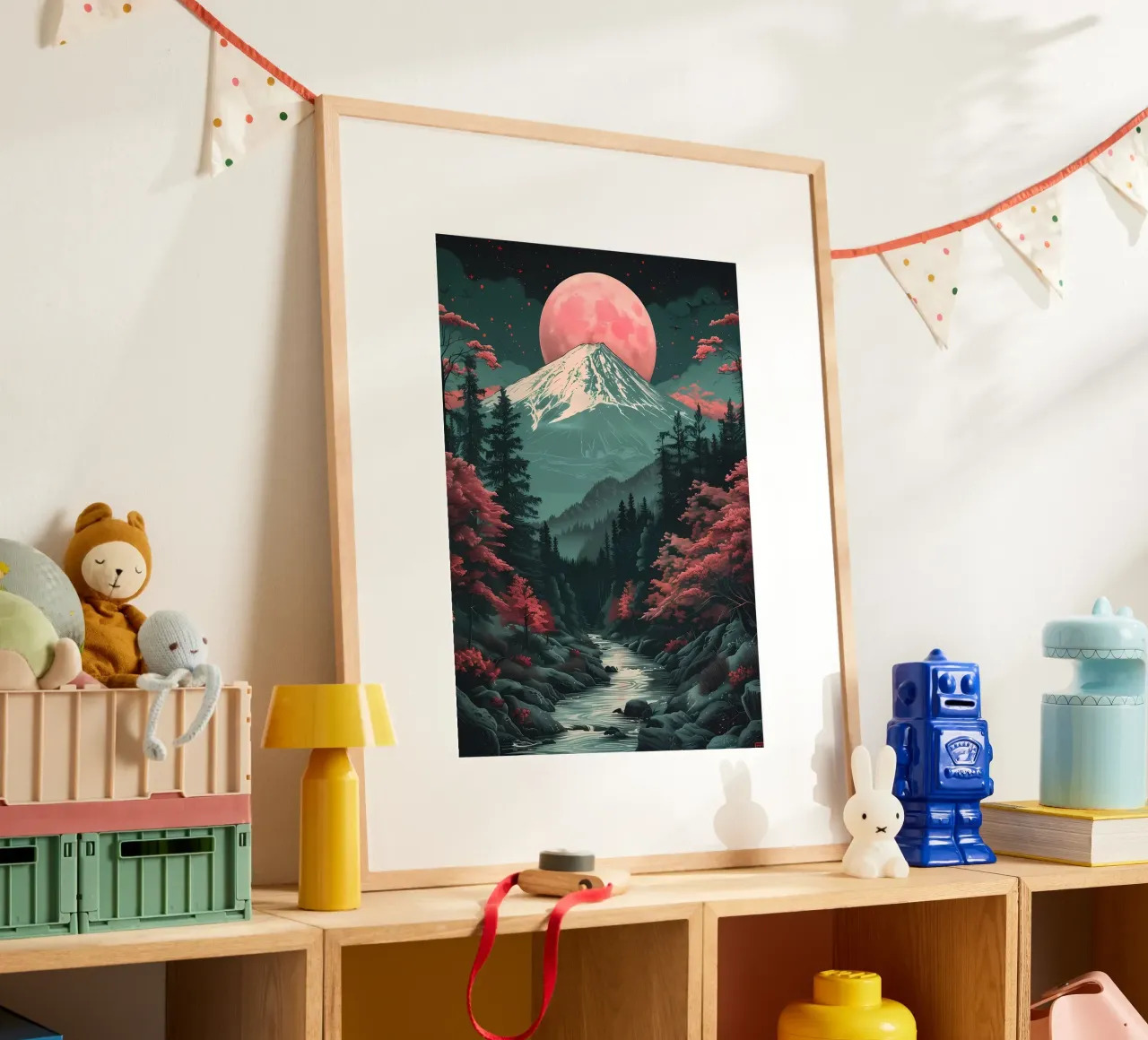 Paesaggio asiatico vintage poster con telaio in alluminio da Mikesell