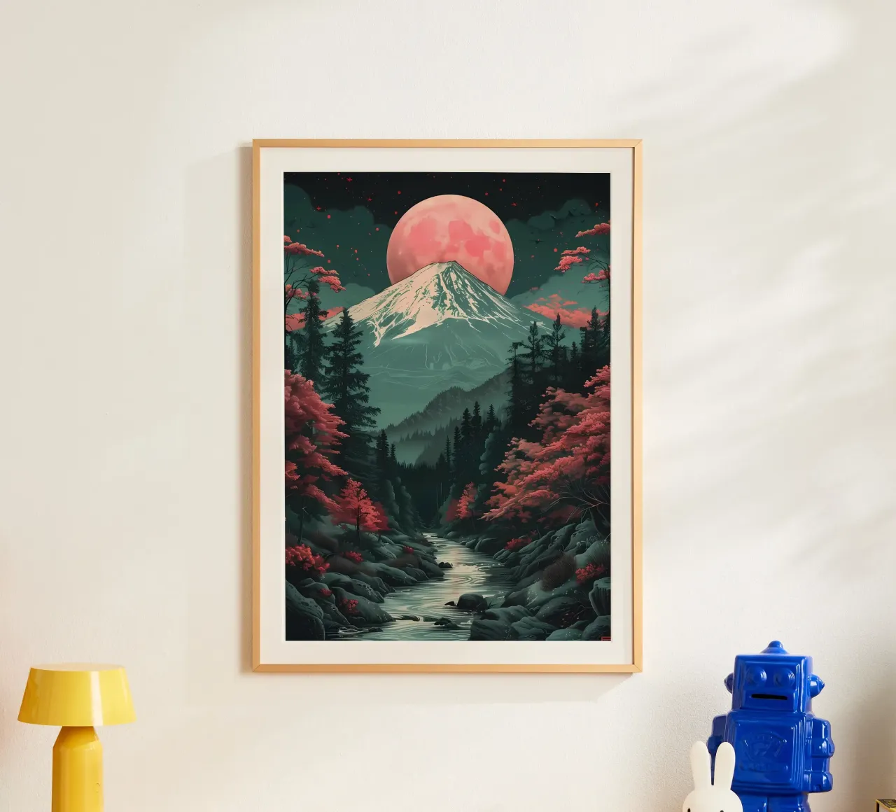 Paesaggio asiatico vintage poster con telaio in alluminio da Mikesell
