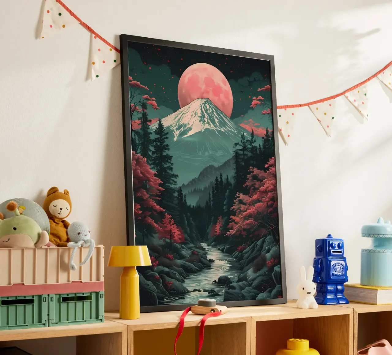 Paesaggio asiatico vintage poster con telaio in alluminio da Mikesell