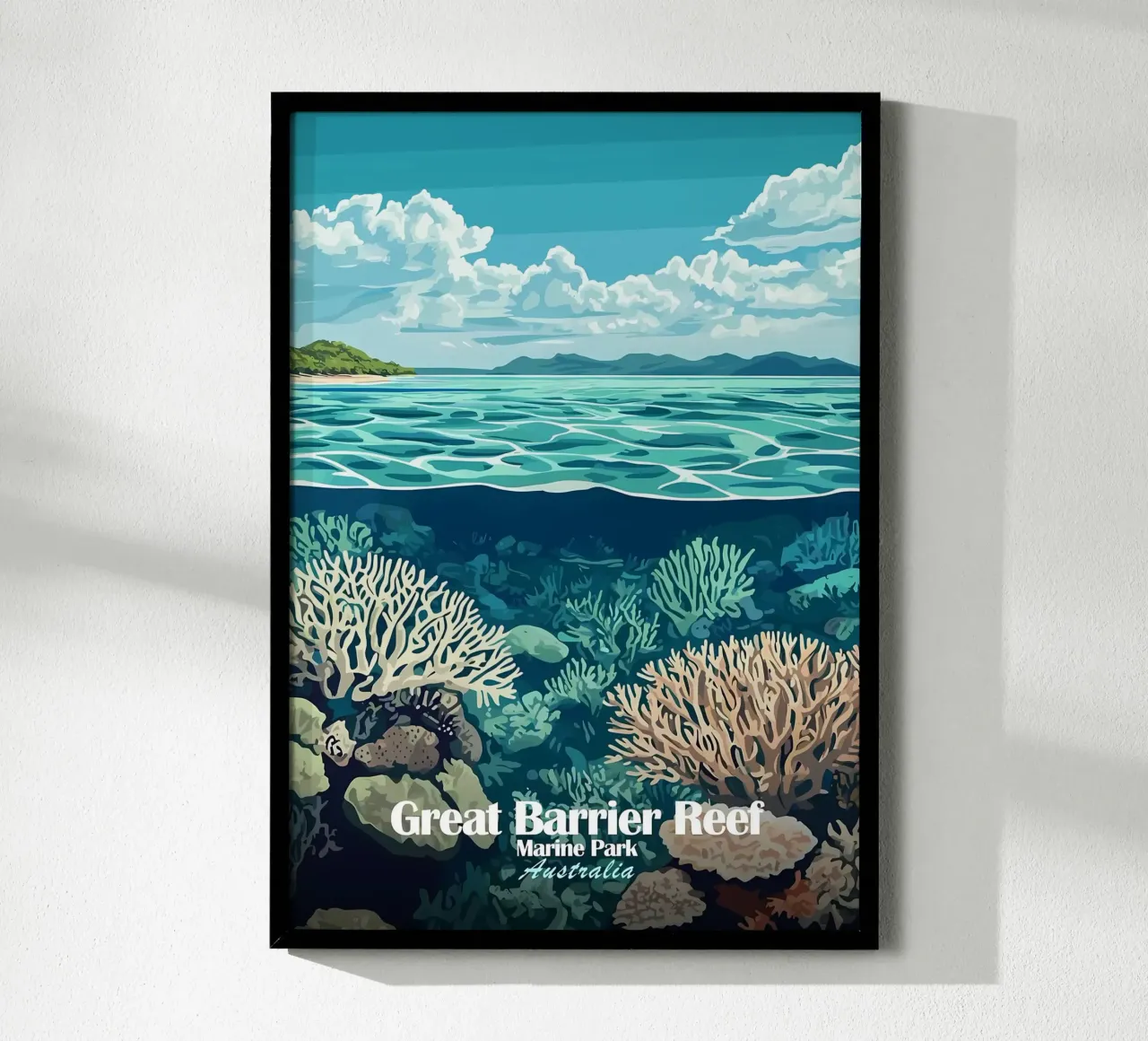 Groot Barrièrerif poster met aluminium frame van Ginnery