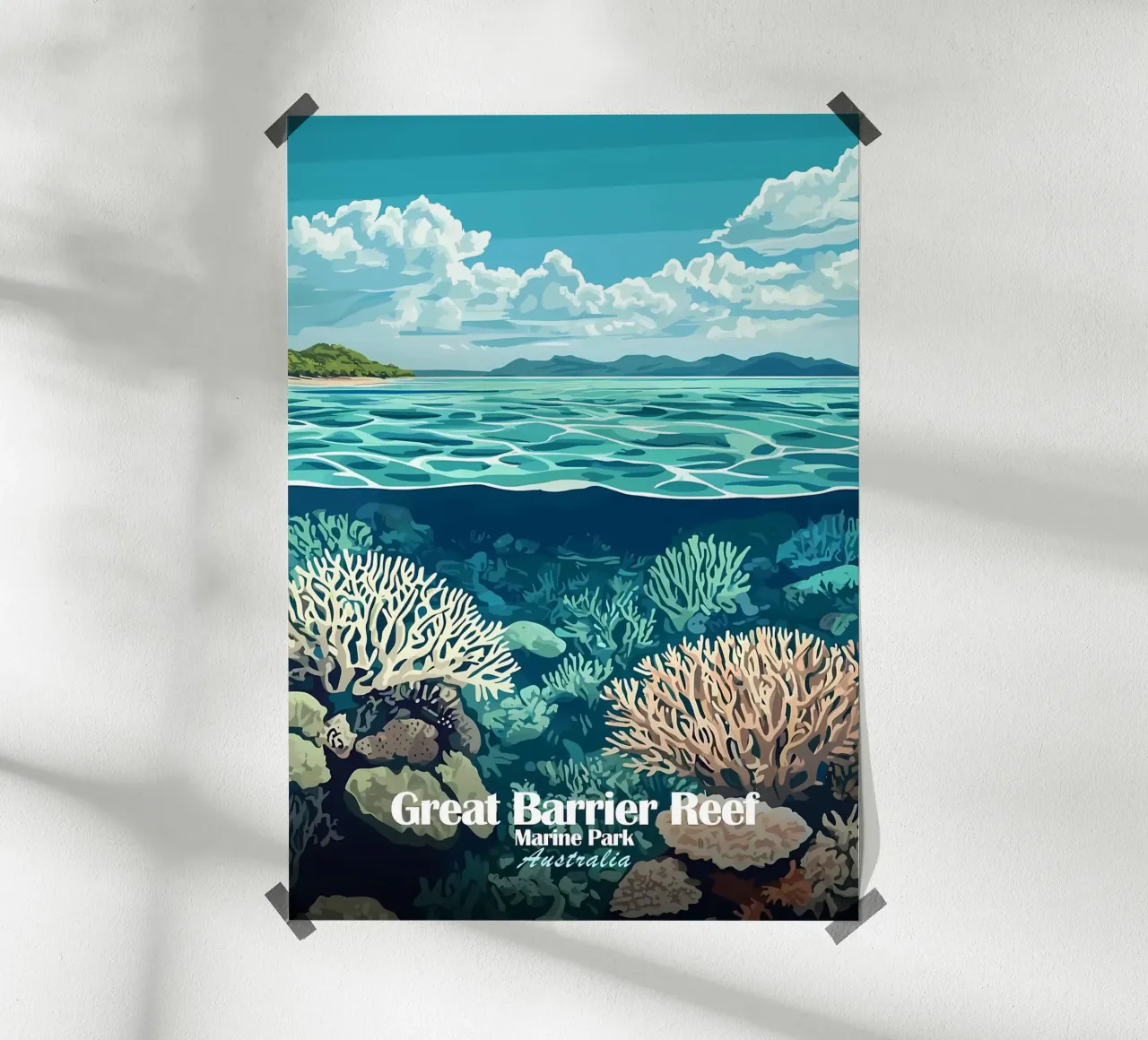 Groot Barrièrerif poster met aluminium frame van Ginnery
