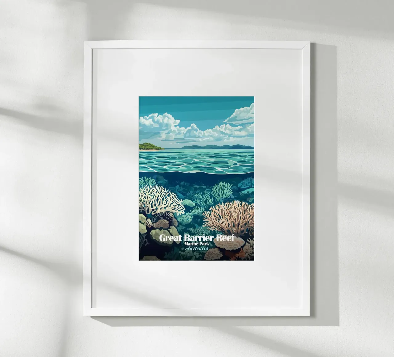 Groot Barrièrerif poster met aluminium frame van Ginnery