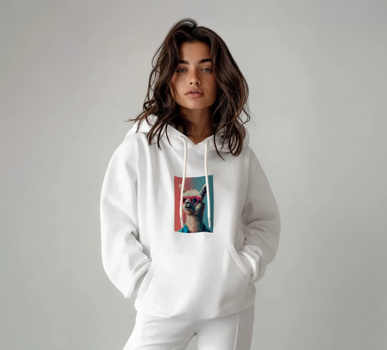 Alpaca Llama Arte felpa con cappuccio da Mikesell