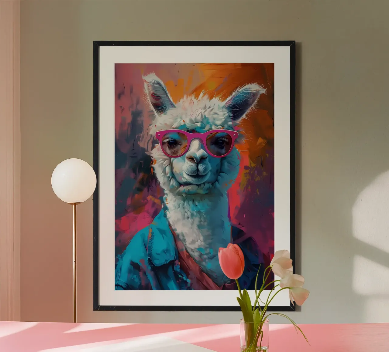 Alpaca Llama Arte poster con telaio in plastica da Mikesell