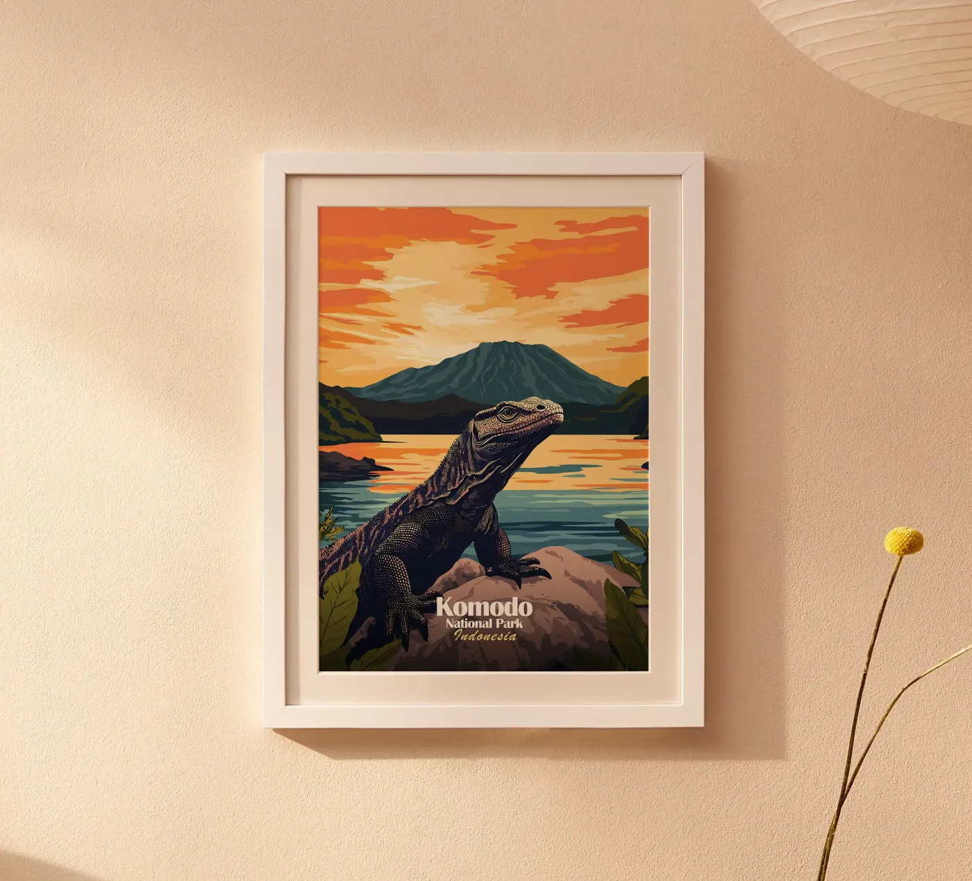 Komodowaran Sonnenuntergang Poster von Ginnery