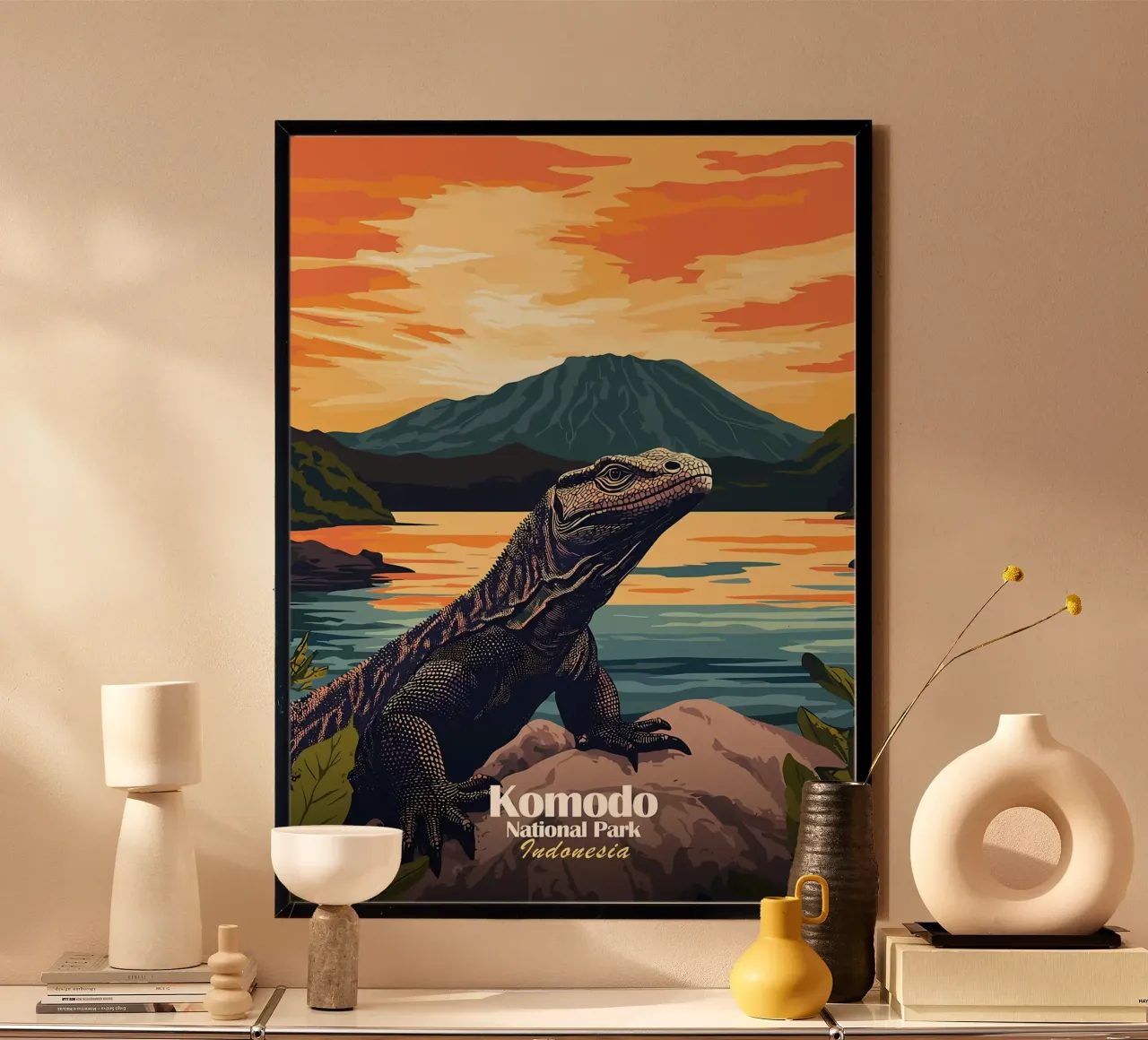 Komodo Dragon Sunset poster da Ginnery