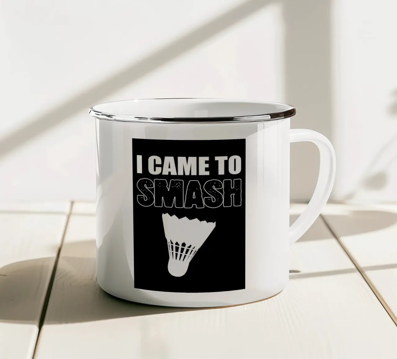 Giocatore di badminton tazza in smalto da allison
