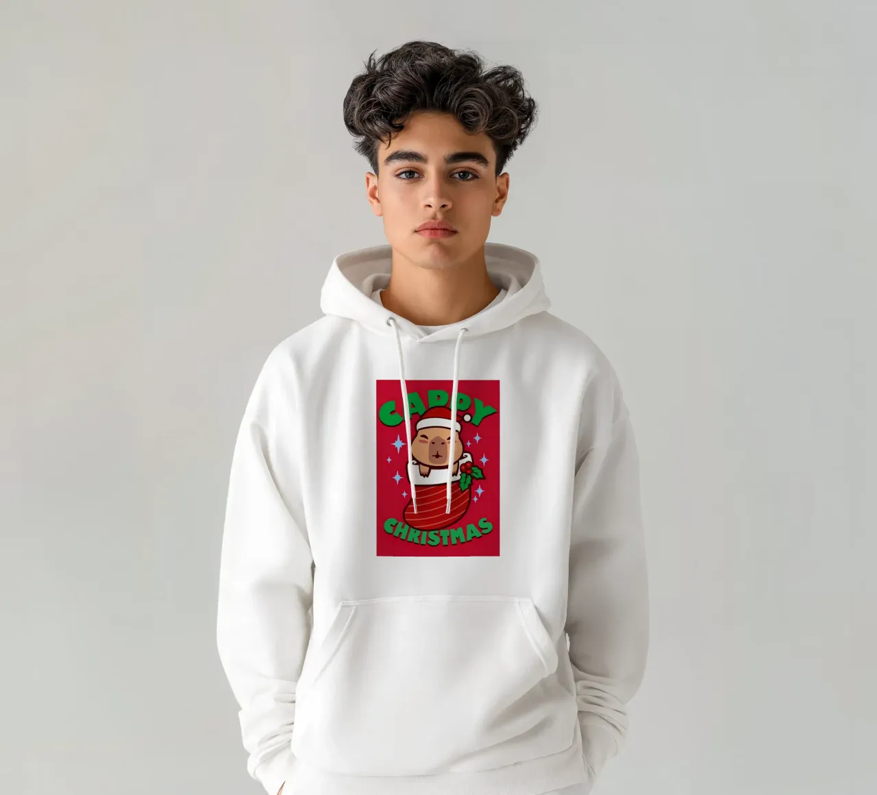 Capibara Kawaii Natale felpa con cappuccio da Delaplane