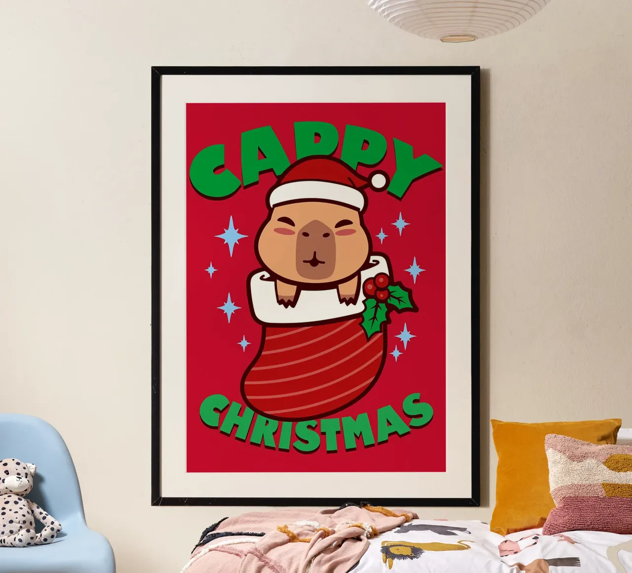 Capibara Kawaii Natale carta hahnemühle da Delaplane