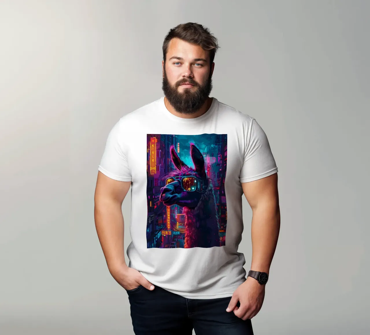 Cyberpunk Llama Neon t-shirt da Mikesell