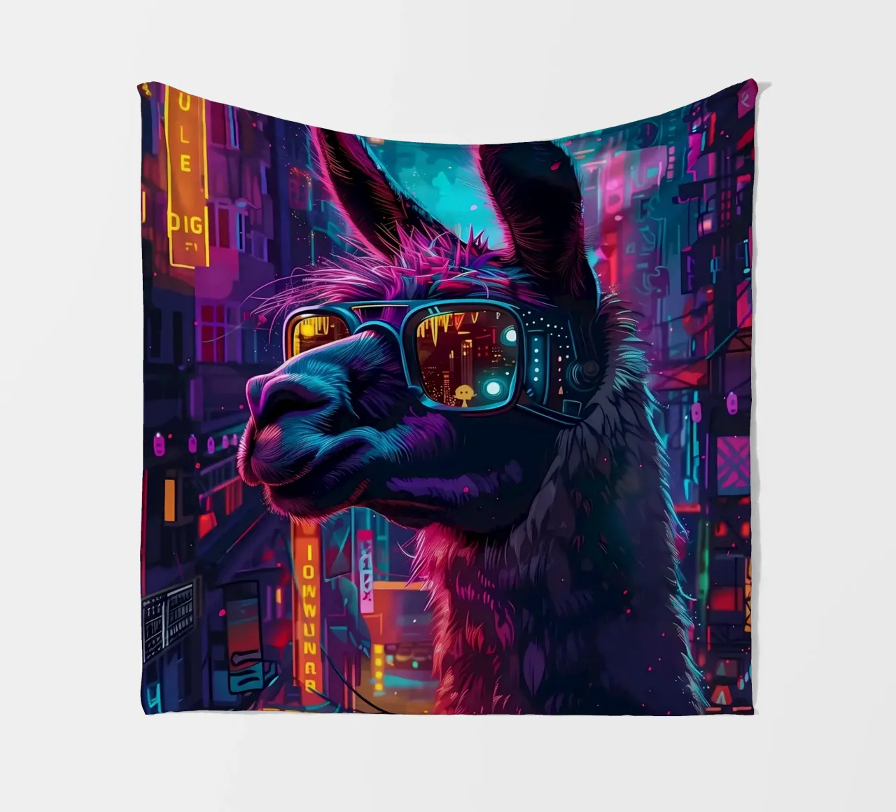 Cyberpunk Llama Neon coperta in pile da Mikesell