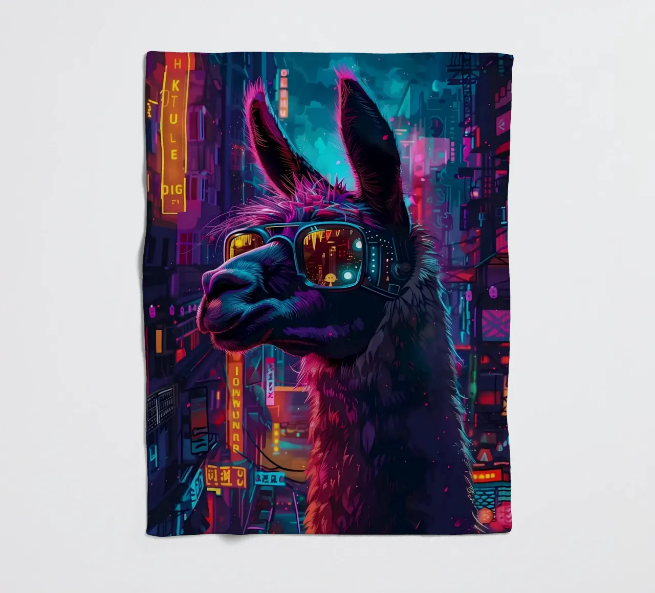 Cyberpunk Llama Neon coperta in pile da Mikesell