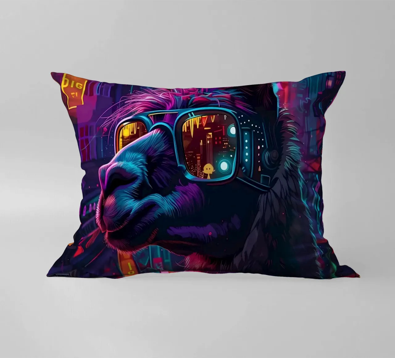 Cyberpunk Llama Neon cuscino da Mikesell
