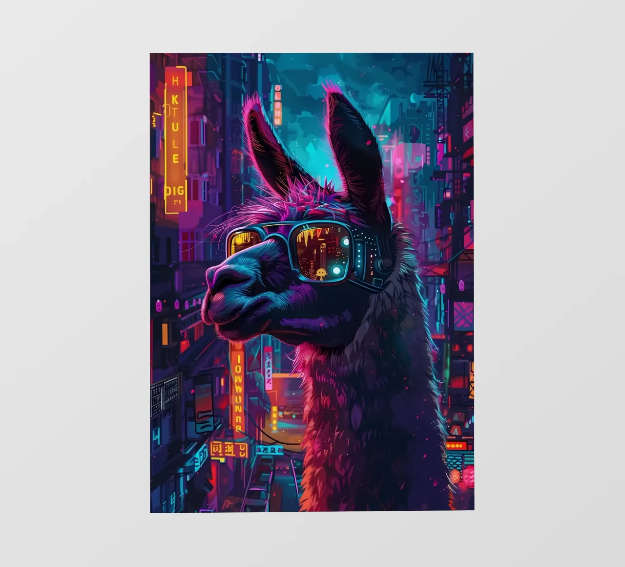 Cyberpunk Llama Neon telo in pvc da Mikesell
