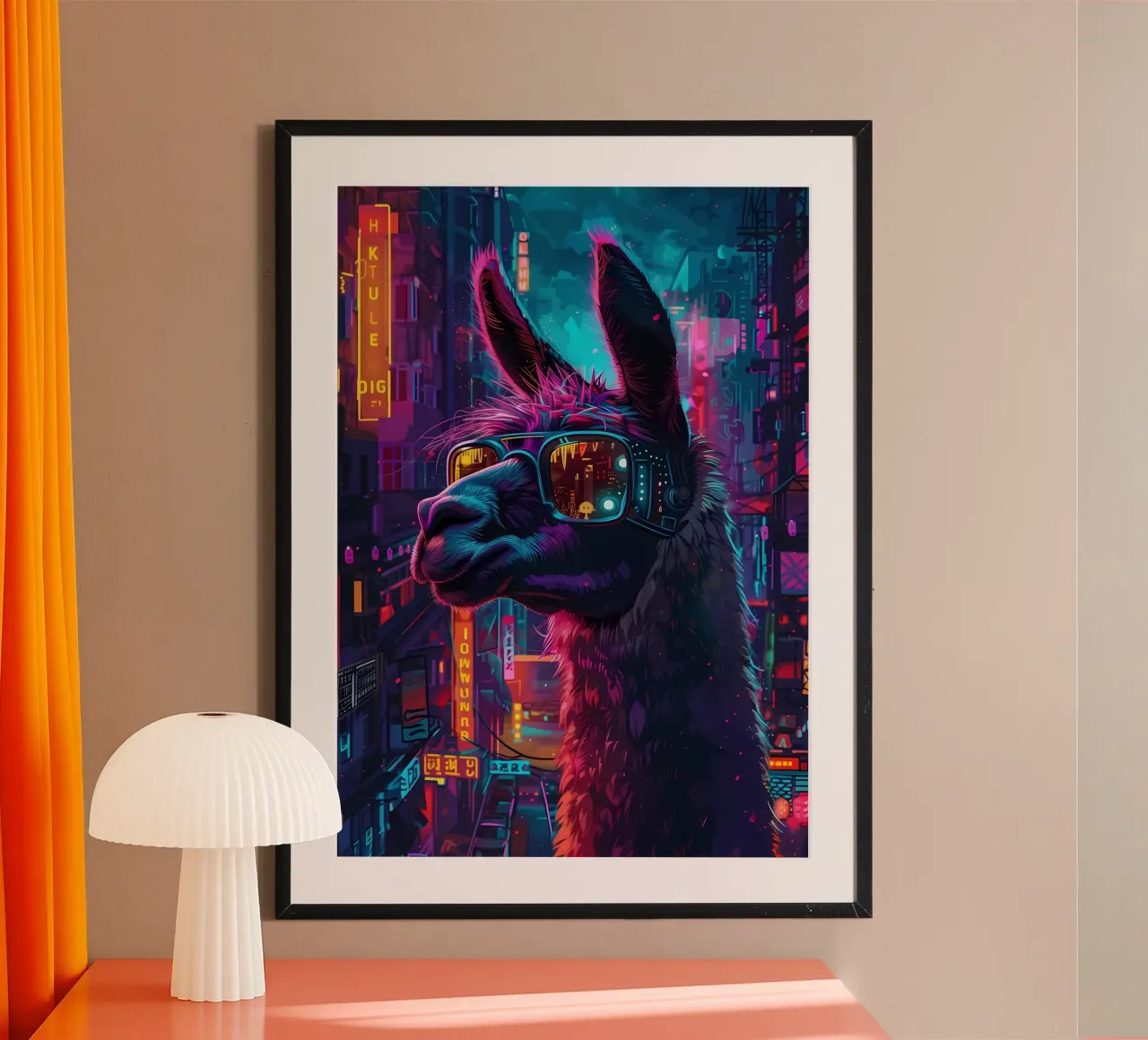 Cyberpunk Llama Neon carta hahnemühle da Mikesell