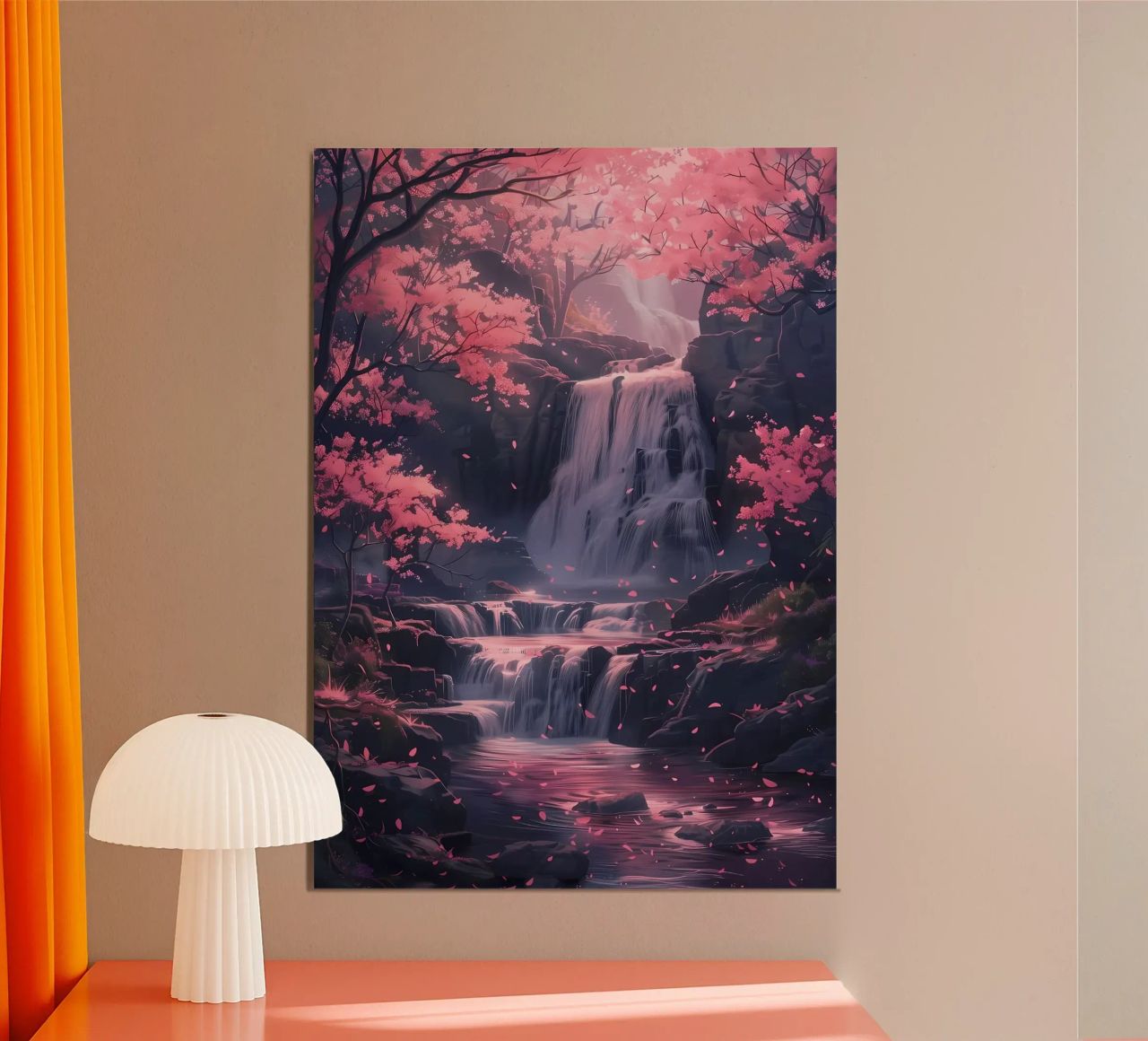 Waterfall Sakura Trees alluminio dibond da Ruth