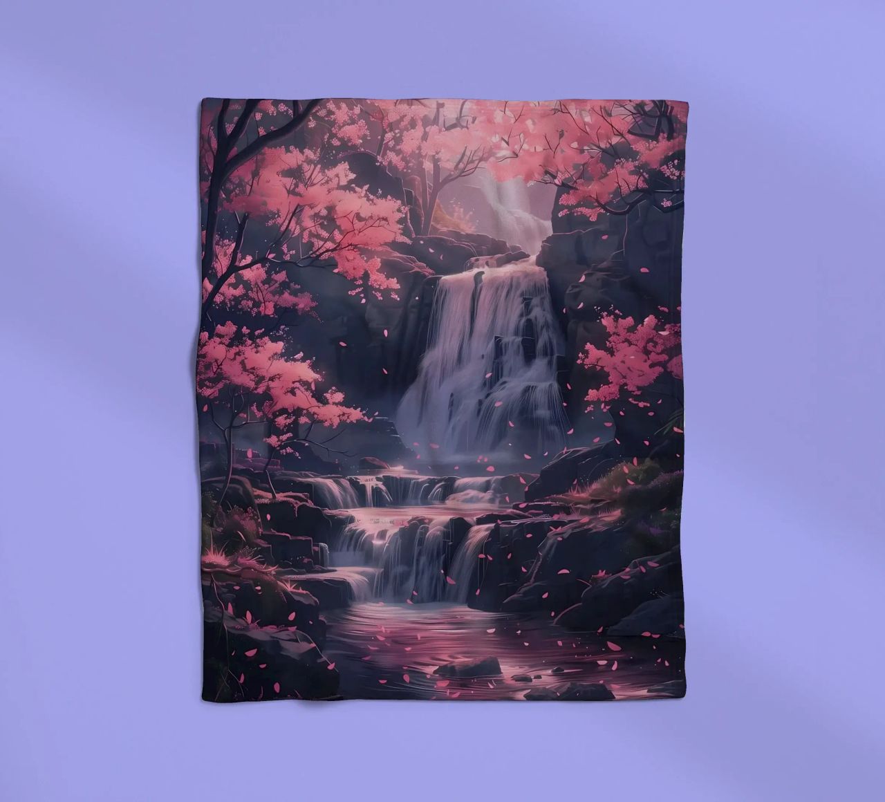 Waterfall Sakura Trees coperta in pile da Ruth