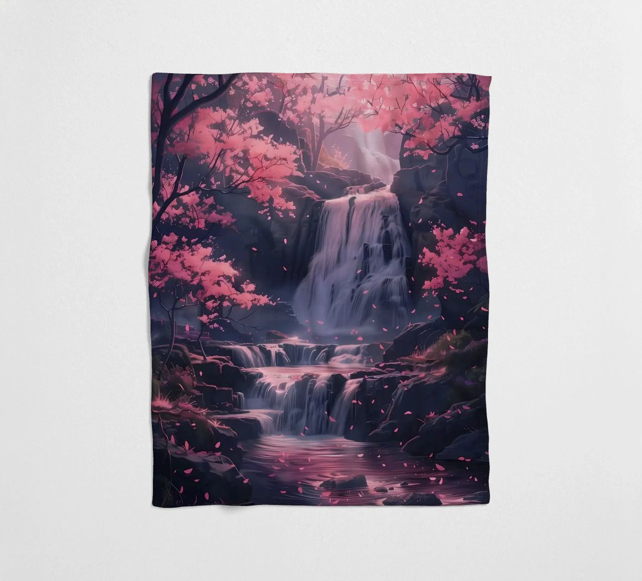 Waterfall Sakura Trees coperta in pile da Ruth