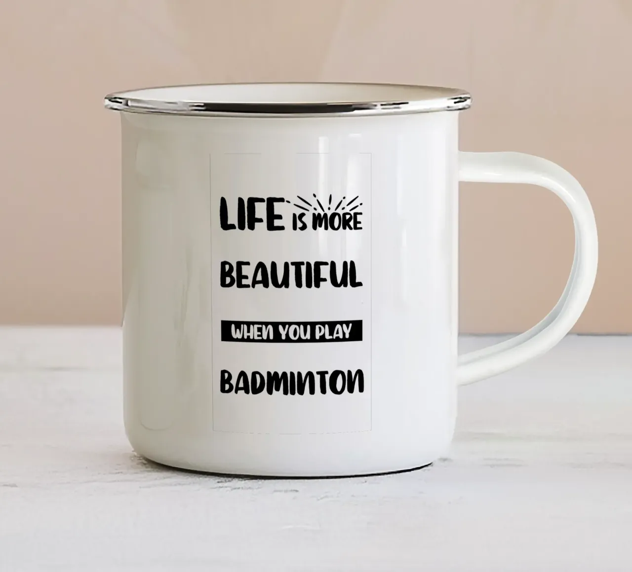 badminton tazza in smalto da allison