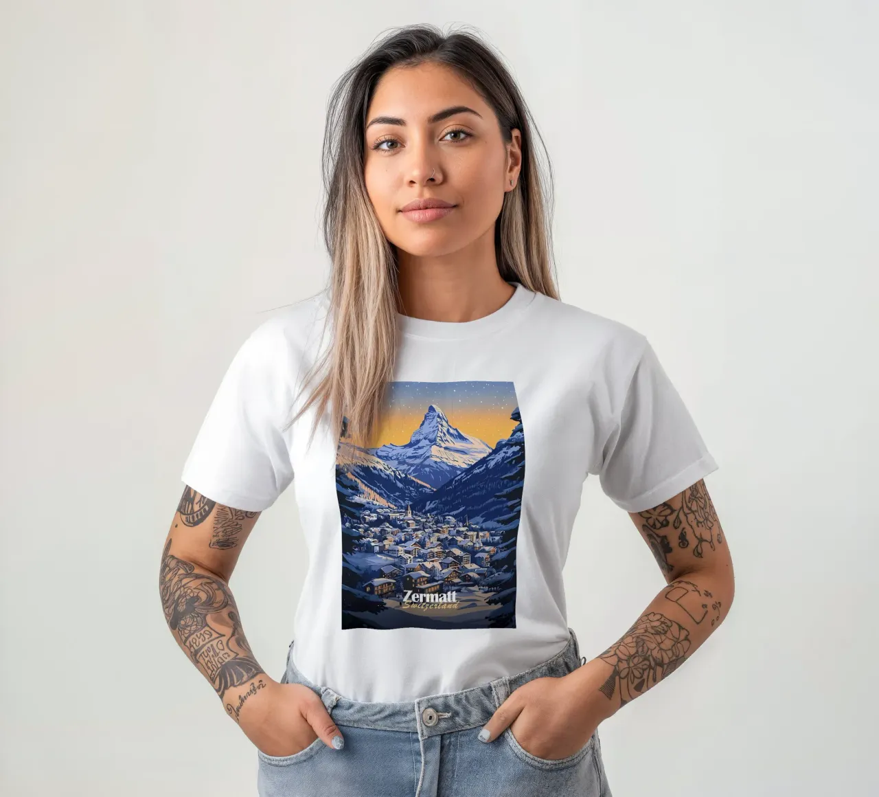 Zermatt Svizzera Villaggio di montagna t-shirt da Ginnery