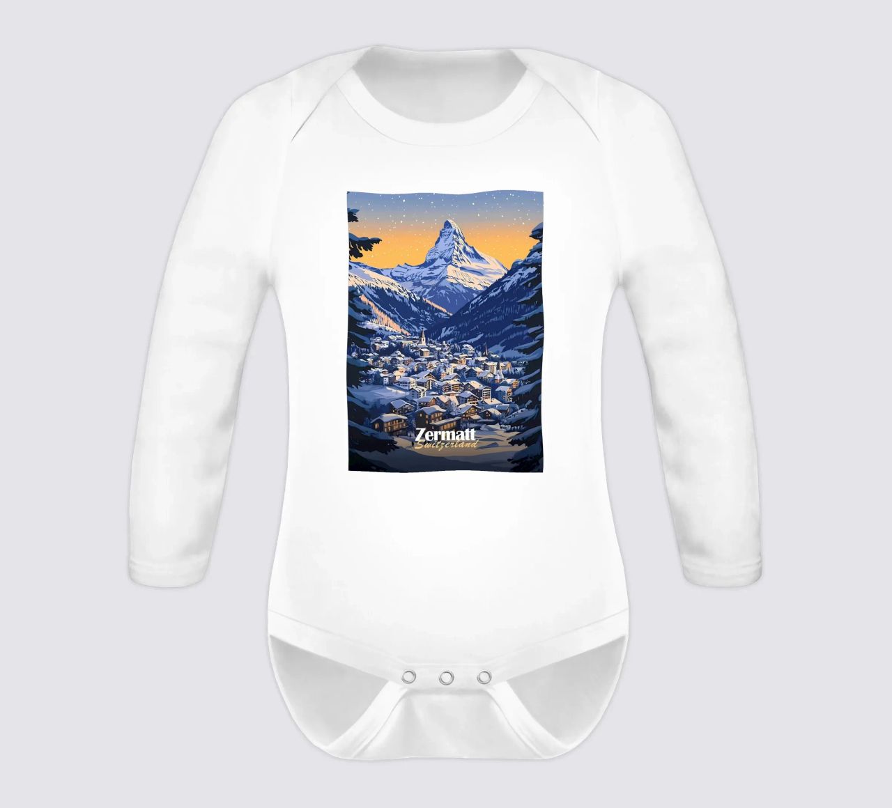 Zermatt Schweiz Bergdorf Langarm Babybody von Ginnery