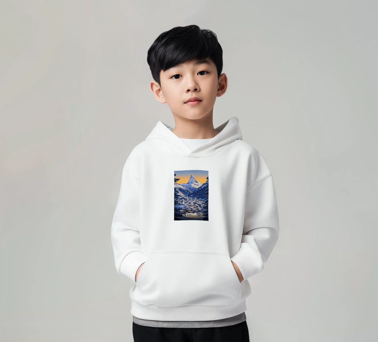 Zermatt Schweiz Bergdorf Kinder Hoodie von Ginnery