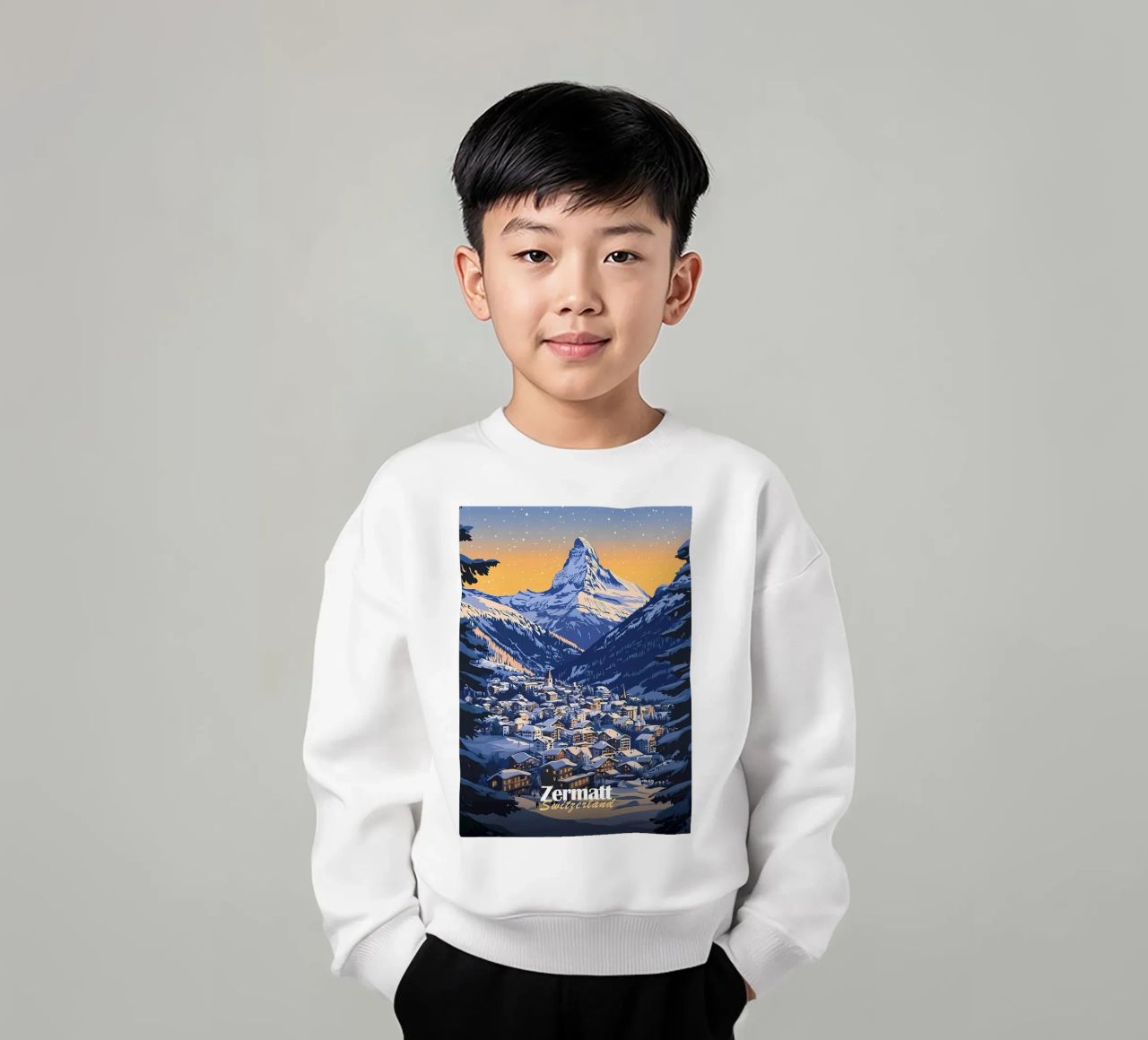 Zermatt Schweiz Bergdorf Kinder Sweatshirt von Ginnery