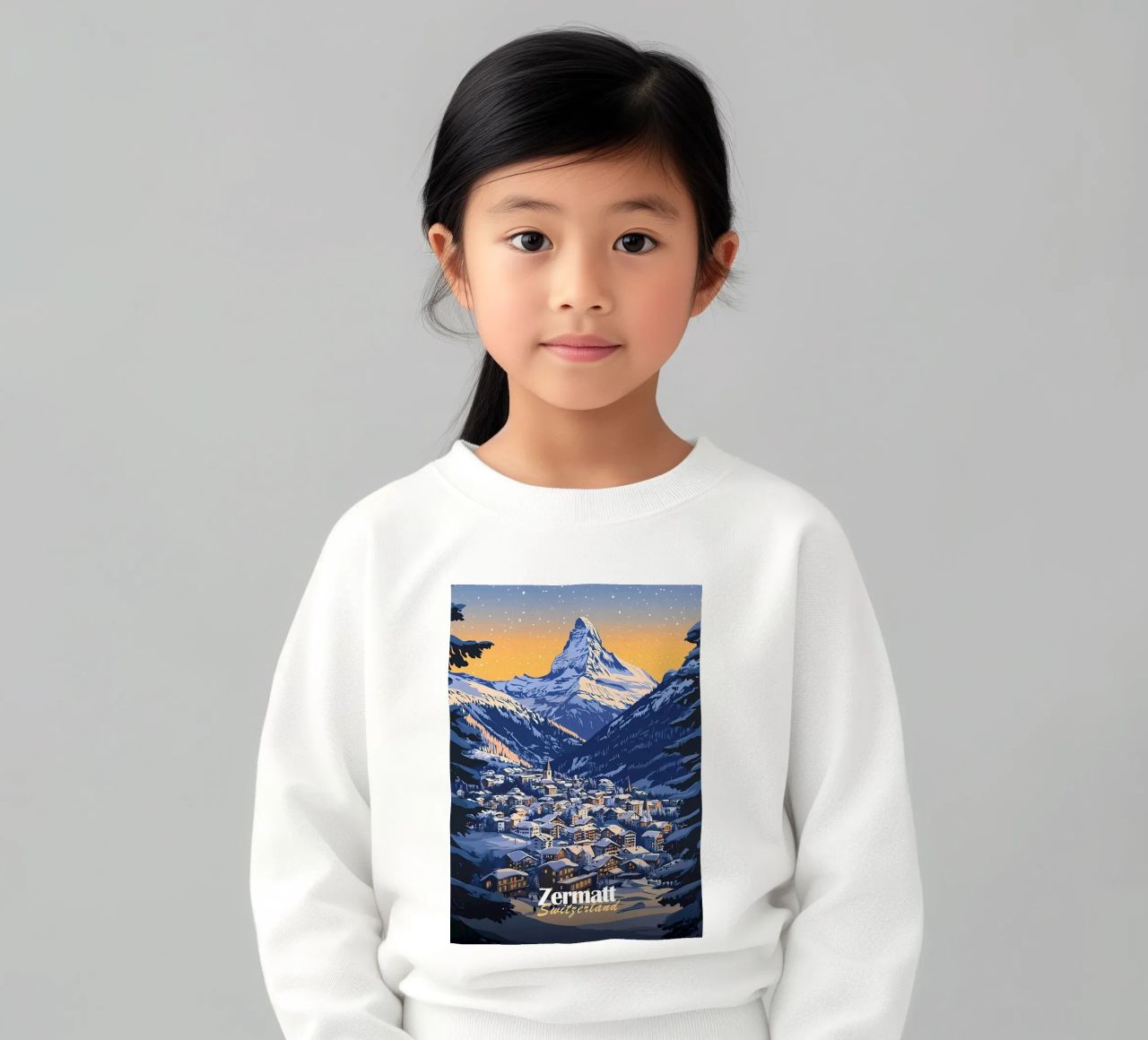 Zermatt Schweiz Bergdorf Kinder Sweatshirt von Ginnery