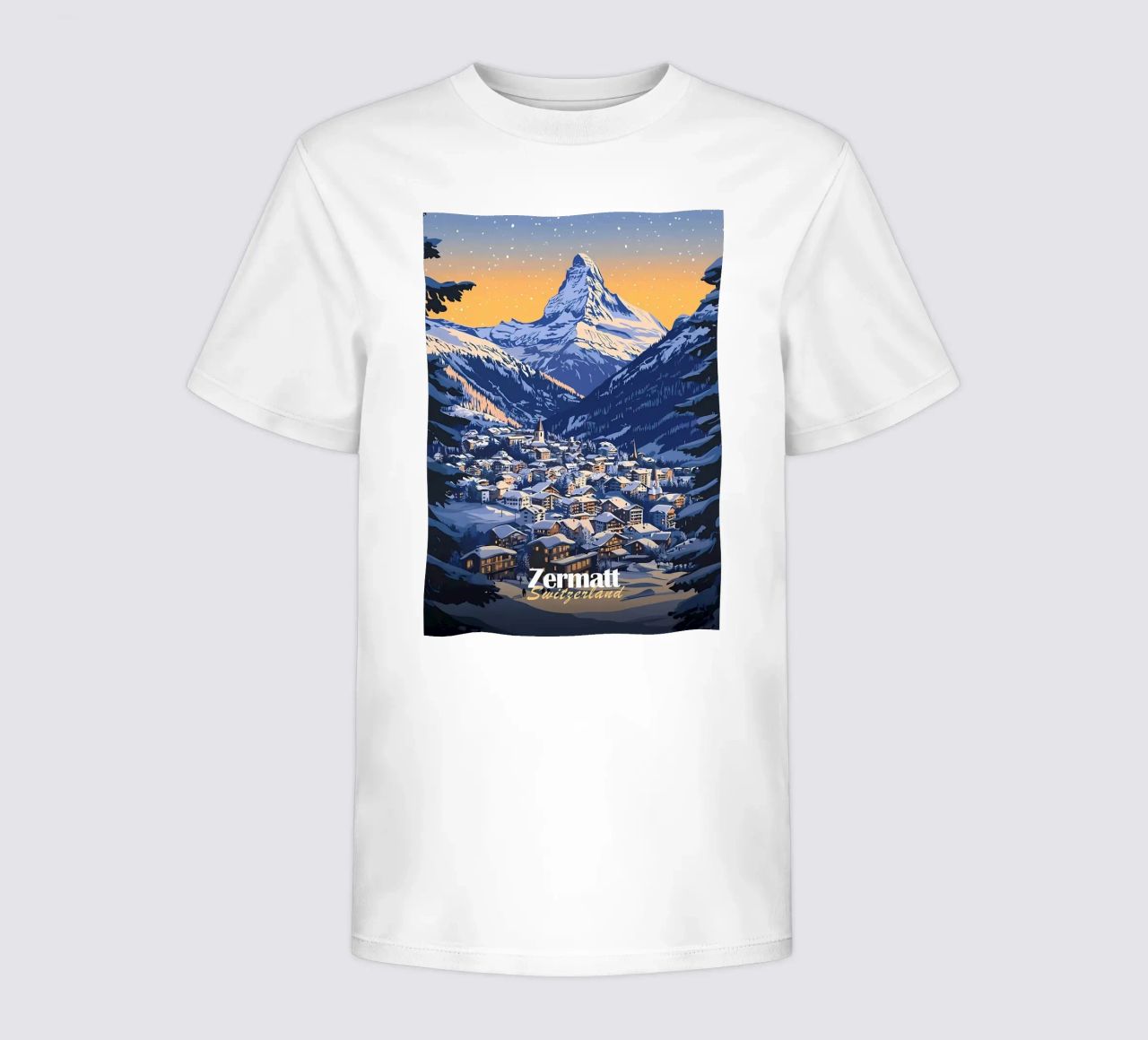 Zermatt Schweiz Bergdorf Kinder T-Shirt von Ginnery