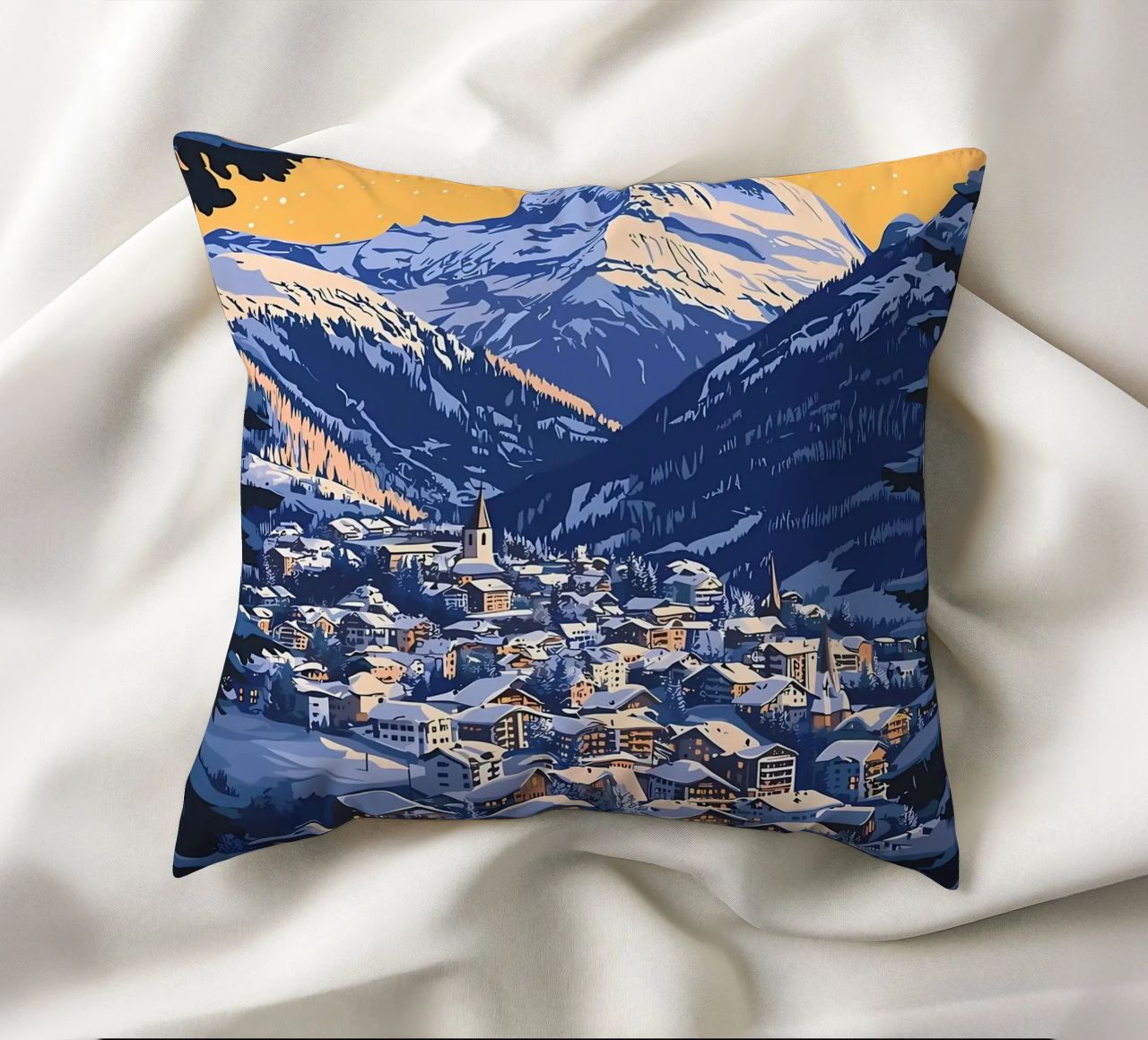 Zermatt Schweiz Bergdorf Kissen von Ginnery