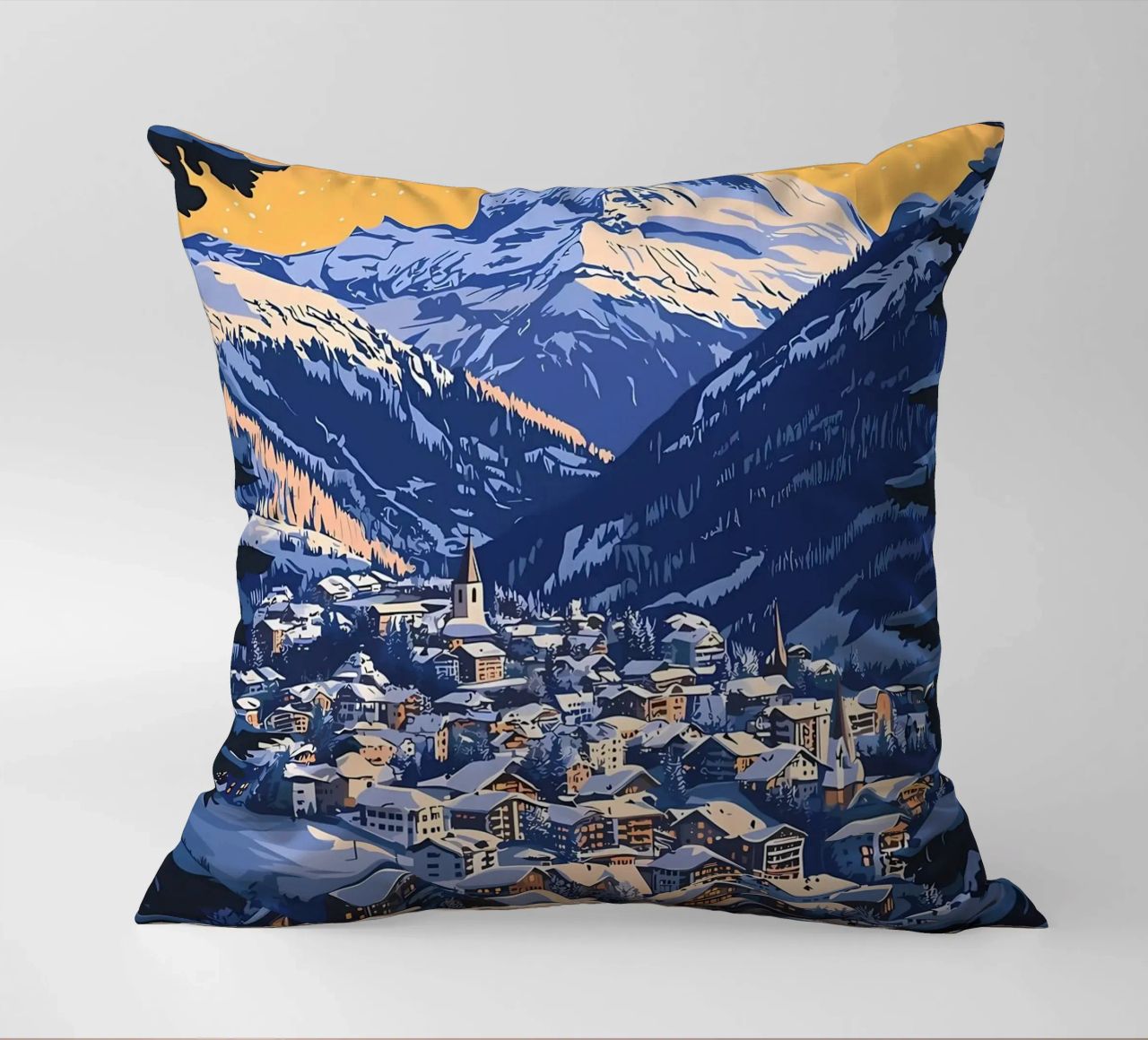 Zermatt Schweiz Bergdorf Kissen von Ginnery