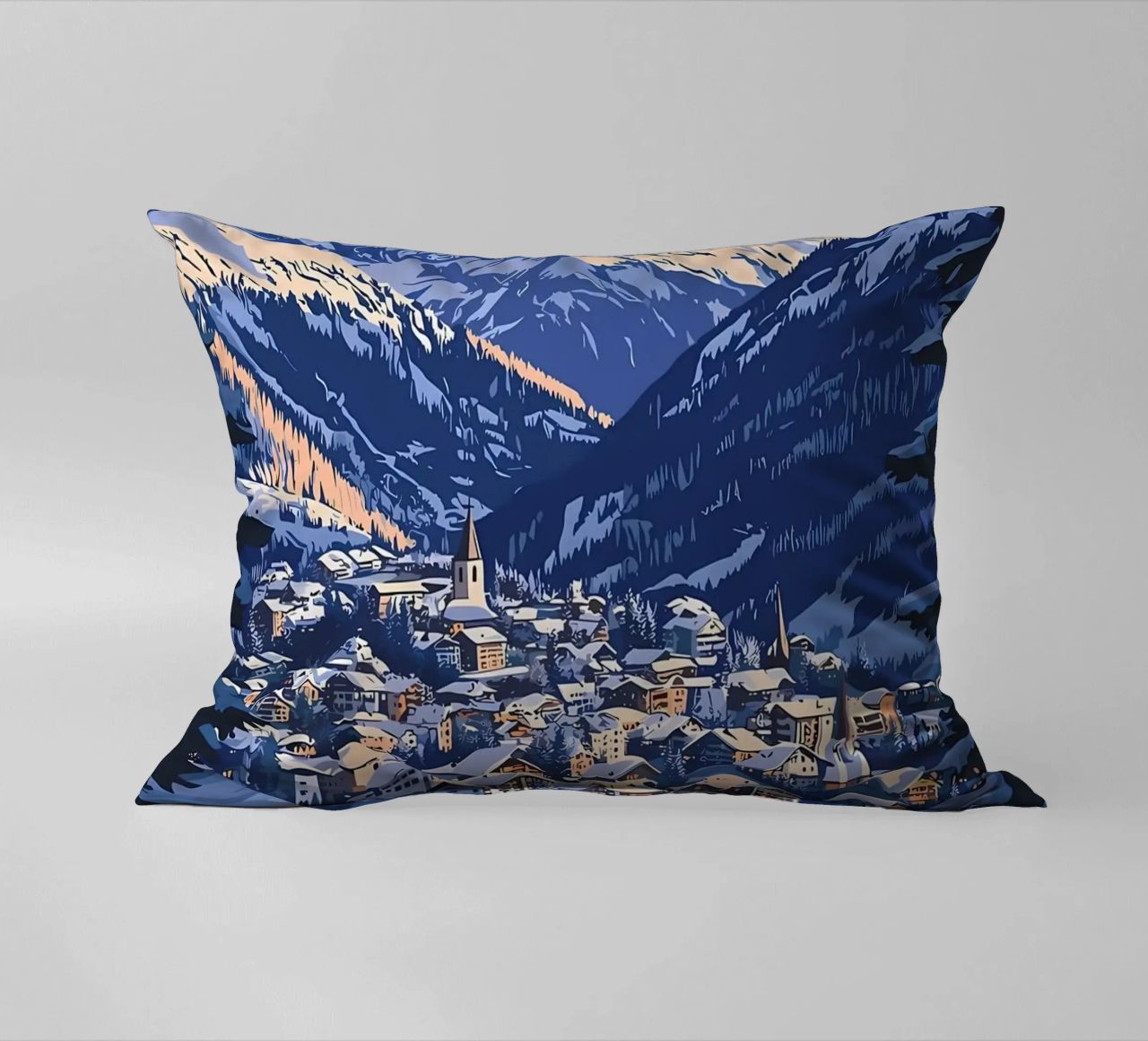 Zermatt Schweiz Bergdorf Kissen von Ginnery