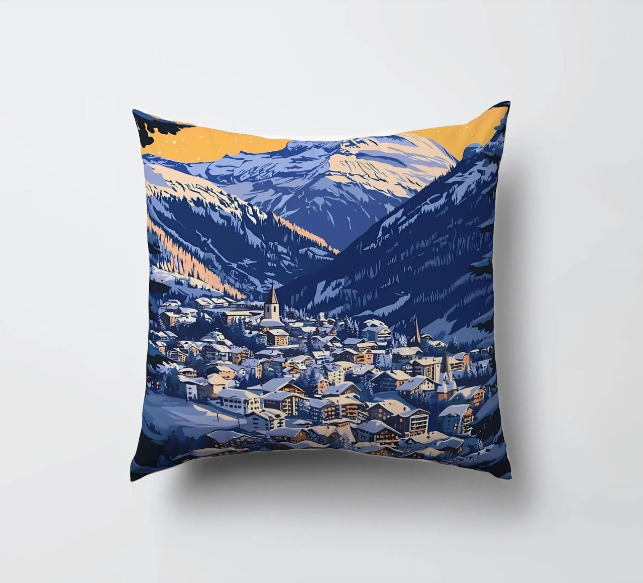 Zermatt Schweiz Bergdorf Kissen von Ginnery