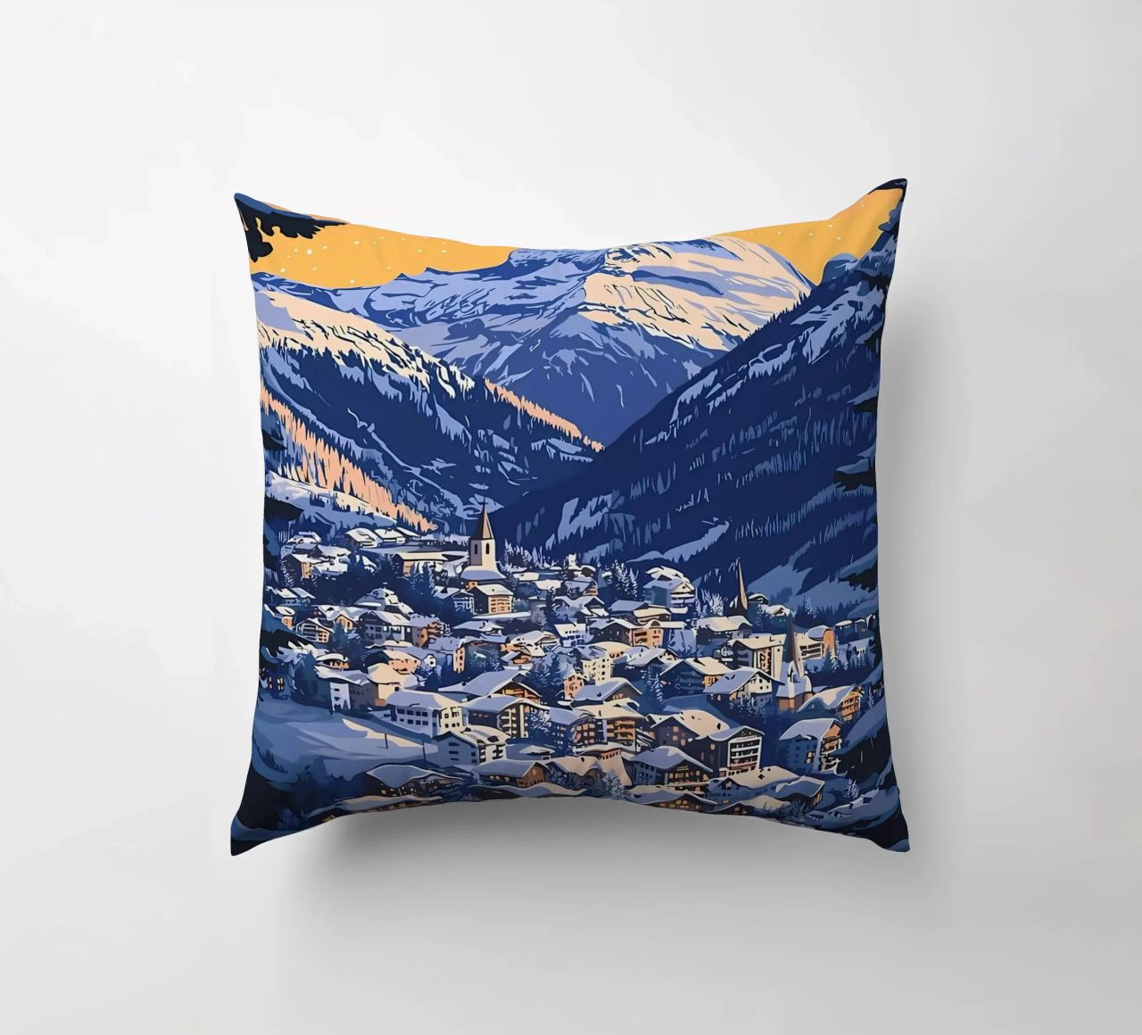 Zermatt Schweiz Bergdorf Kissen von Ginnery