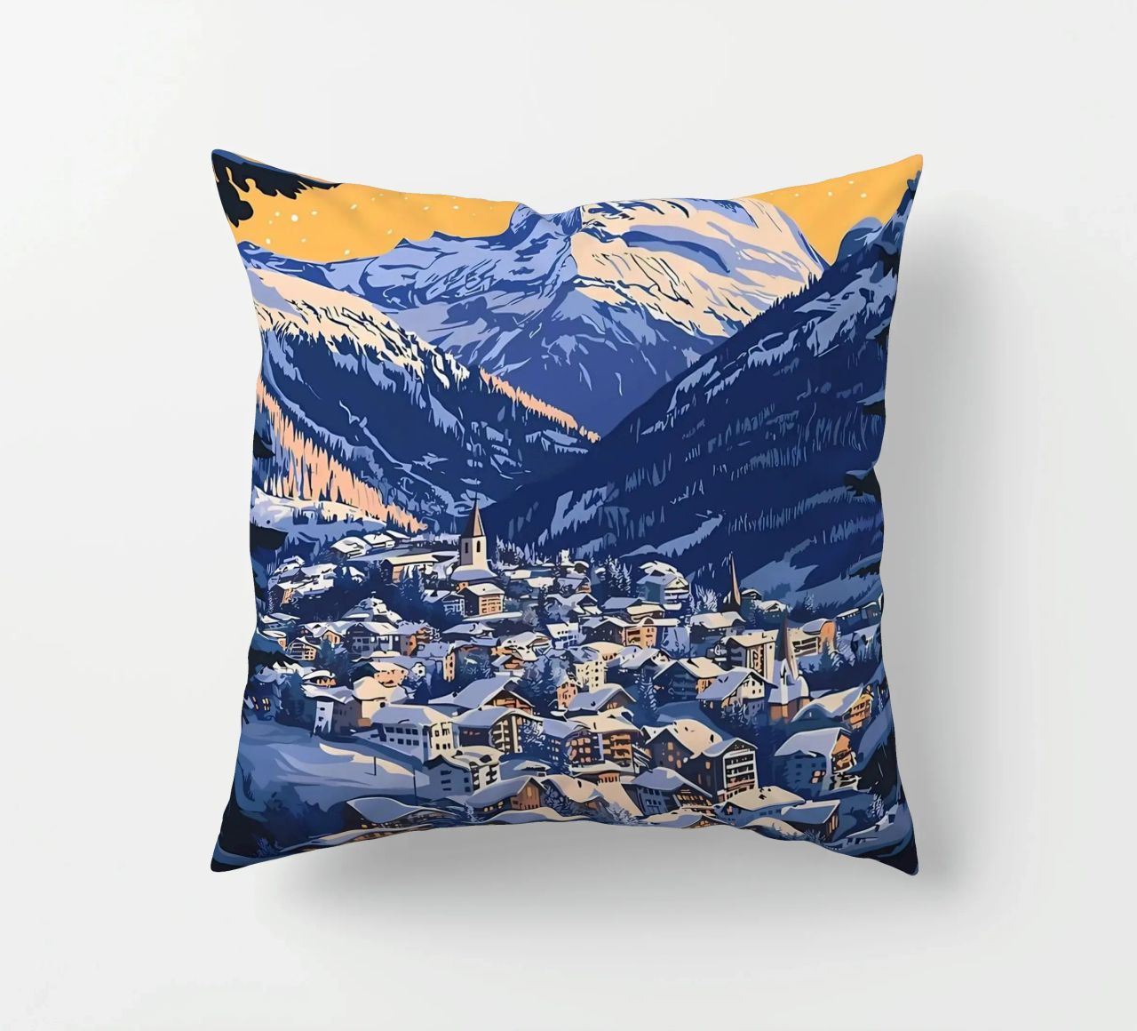 Zermatt Schweiz Bergdorf Kissen von Ginnery
