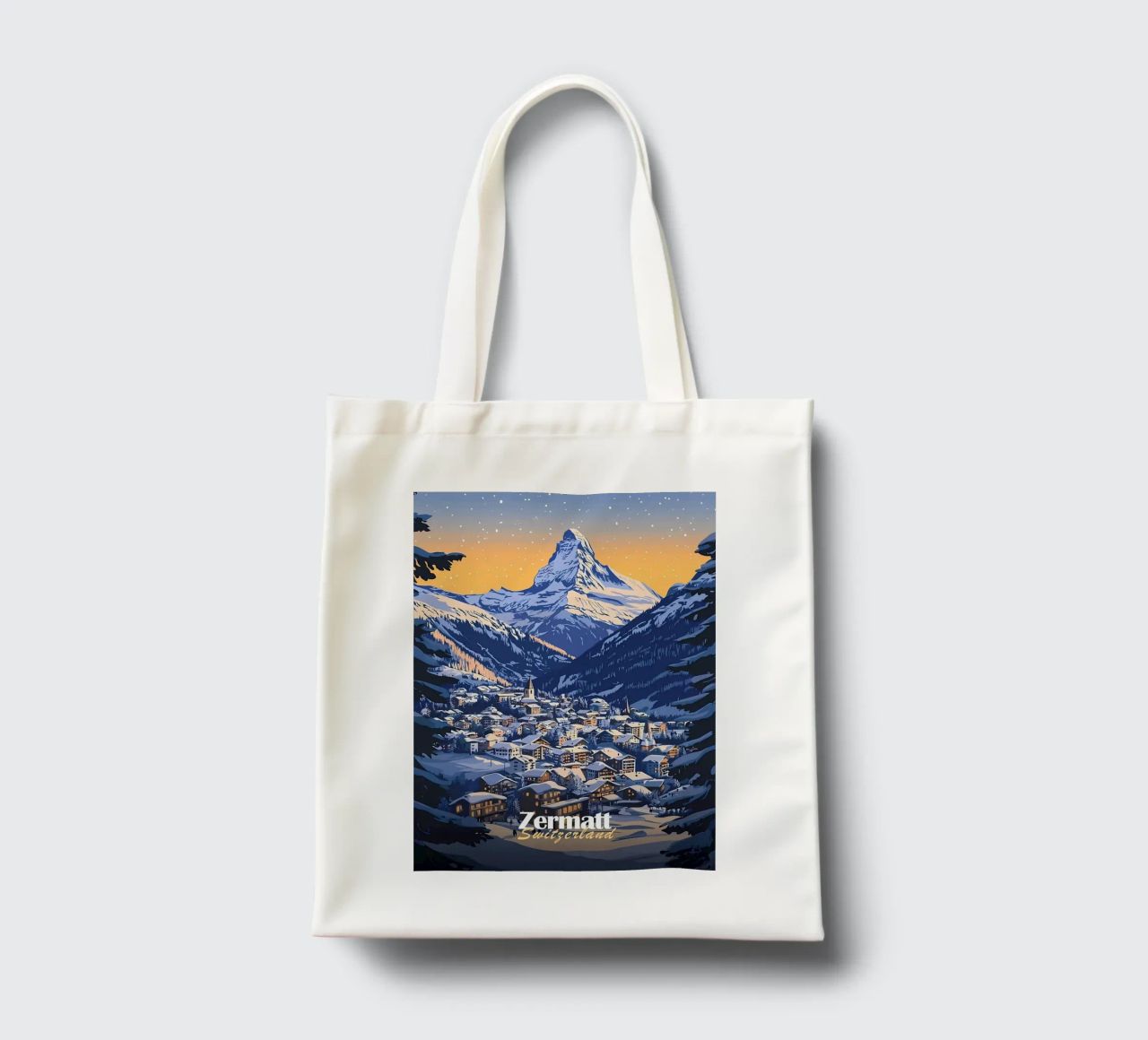 Zermatt Schweiz Bergdorf Jutebeutel von Ginnery